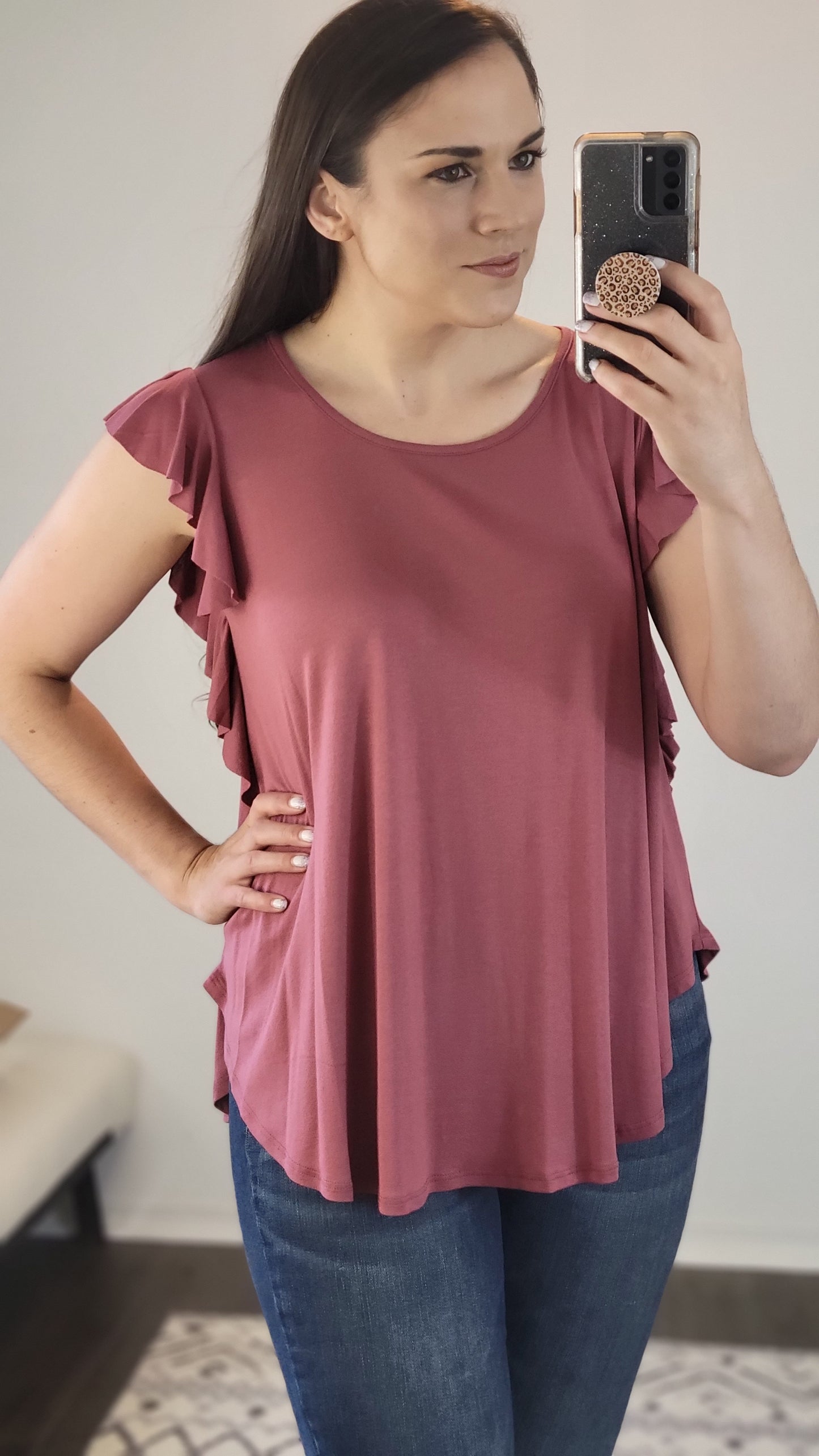 Marsala Jenn Flutter Top