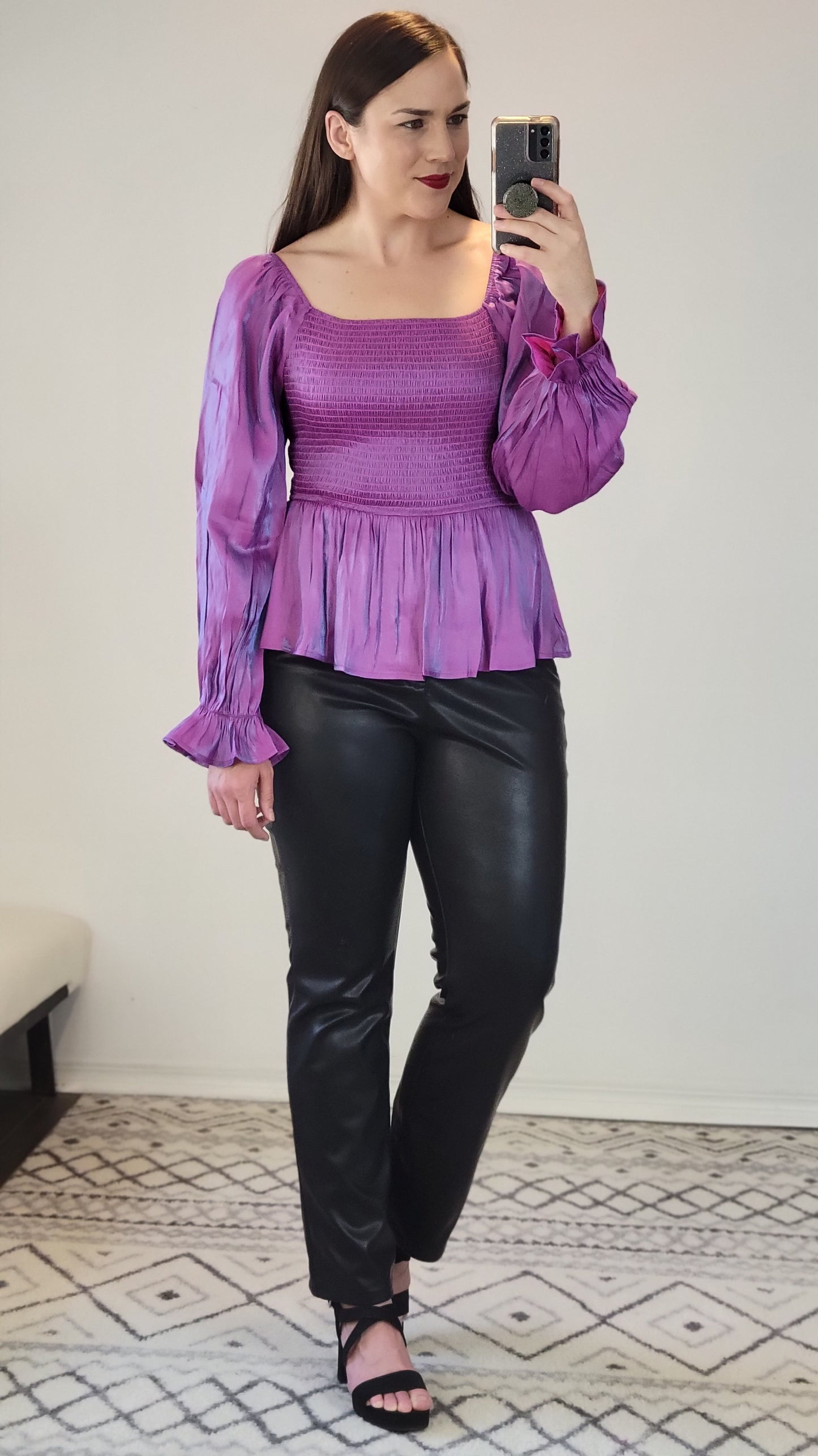 Magenta Smocked Peplum Top "Jenna"