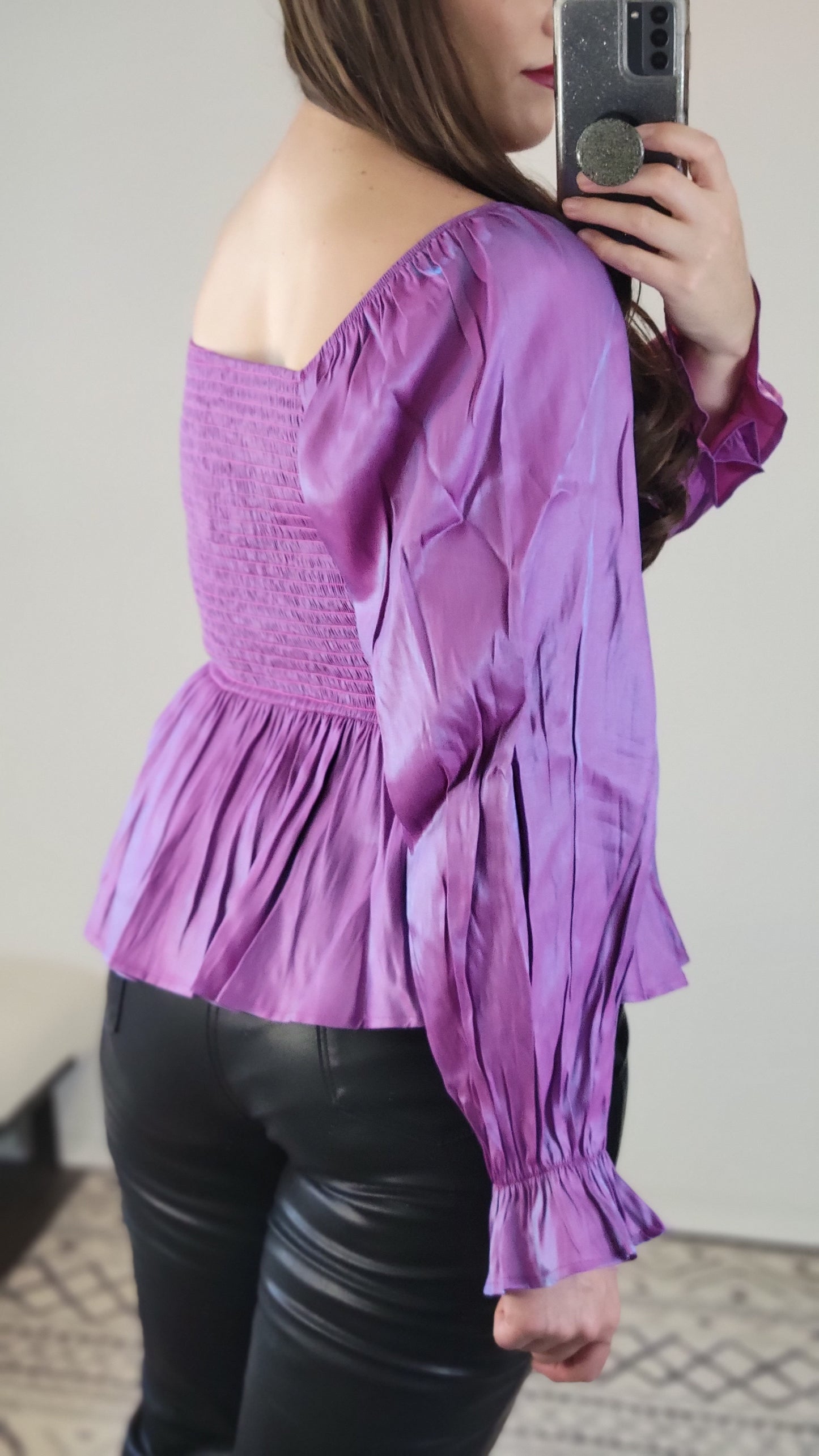 Magenta Smocked Peplum Top "Jenna"