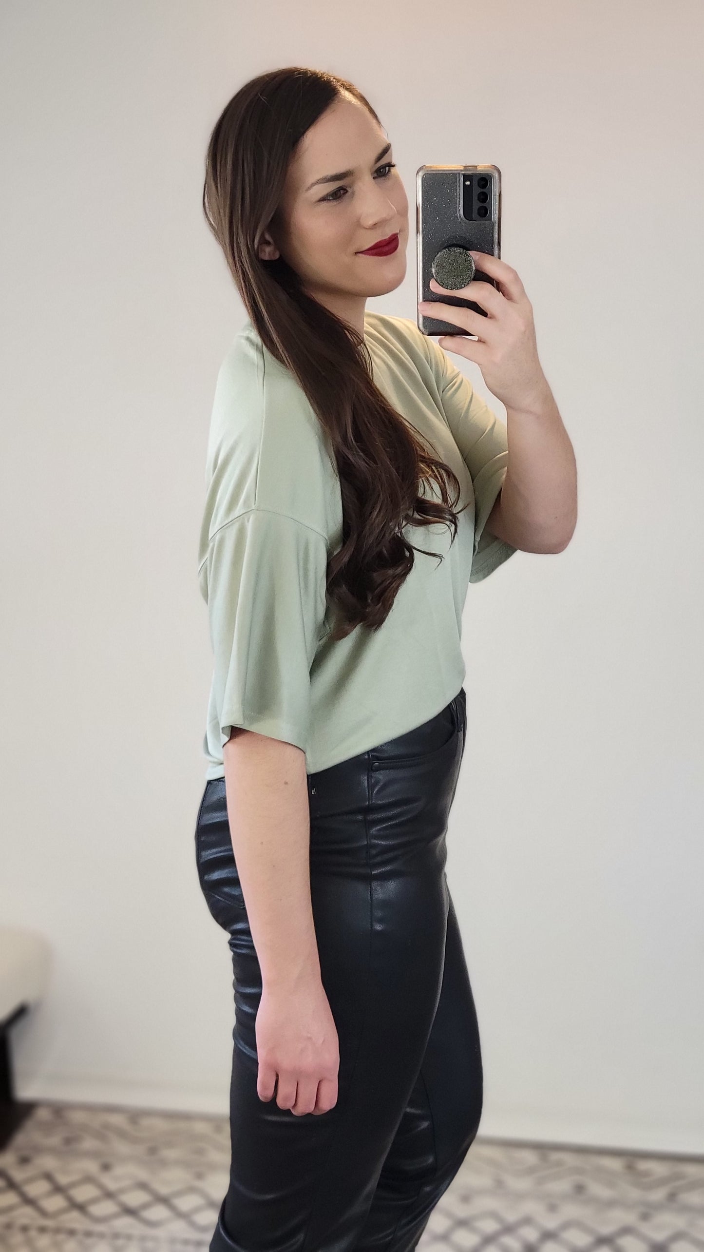 Soft Olive Modal Relaxed Crop Top "Caroline"