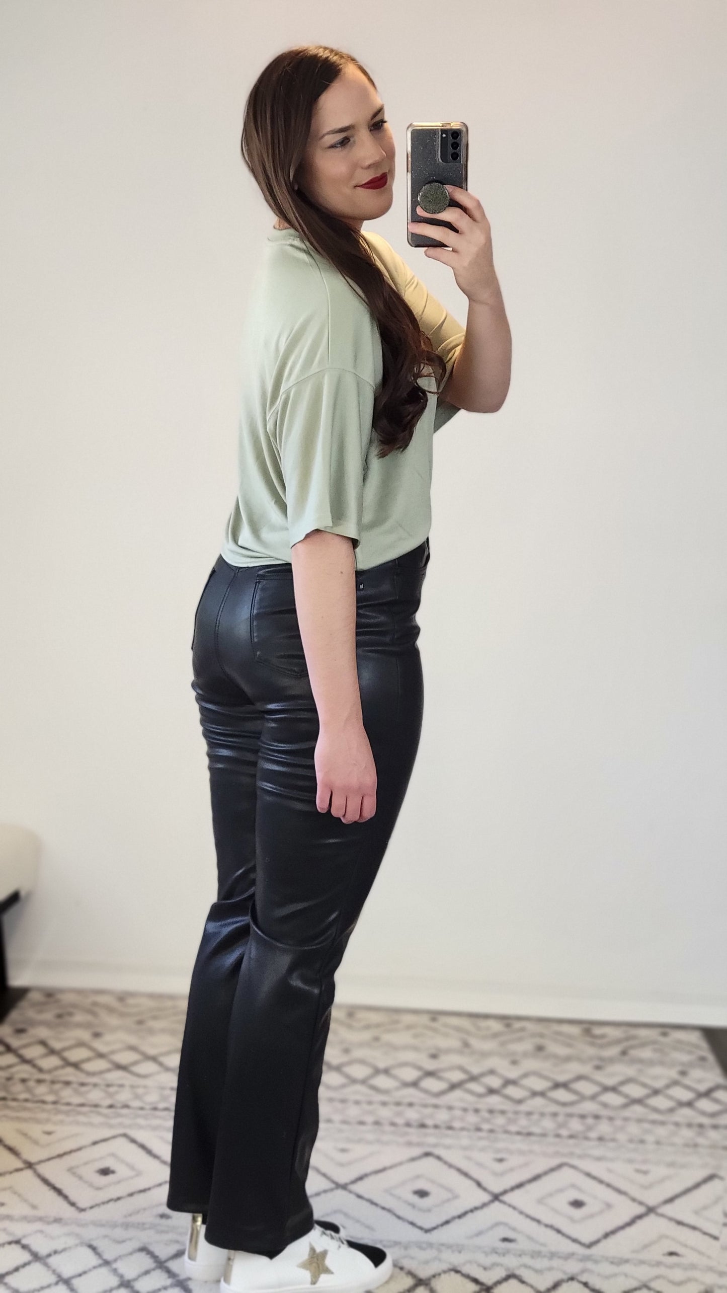 Soft Olive Modal Relaxed Crop Top "Caroline"