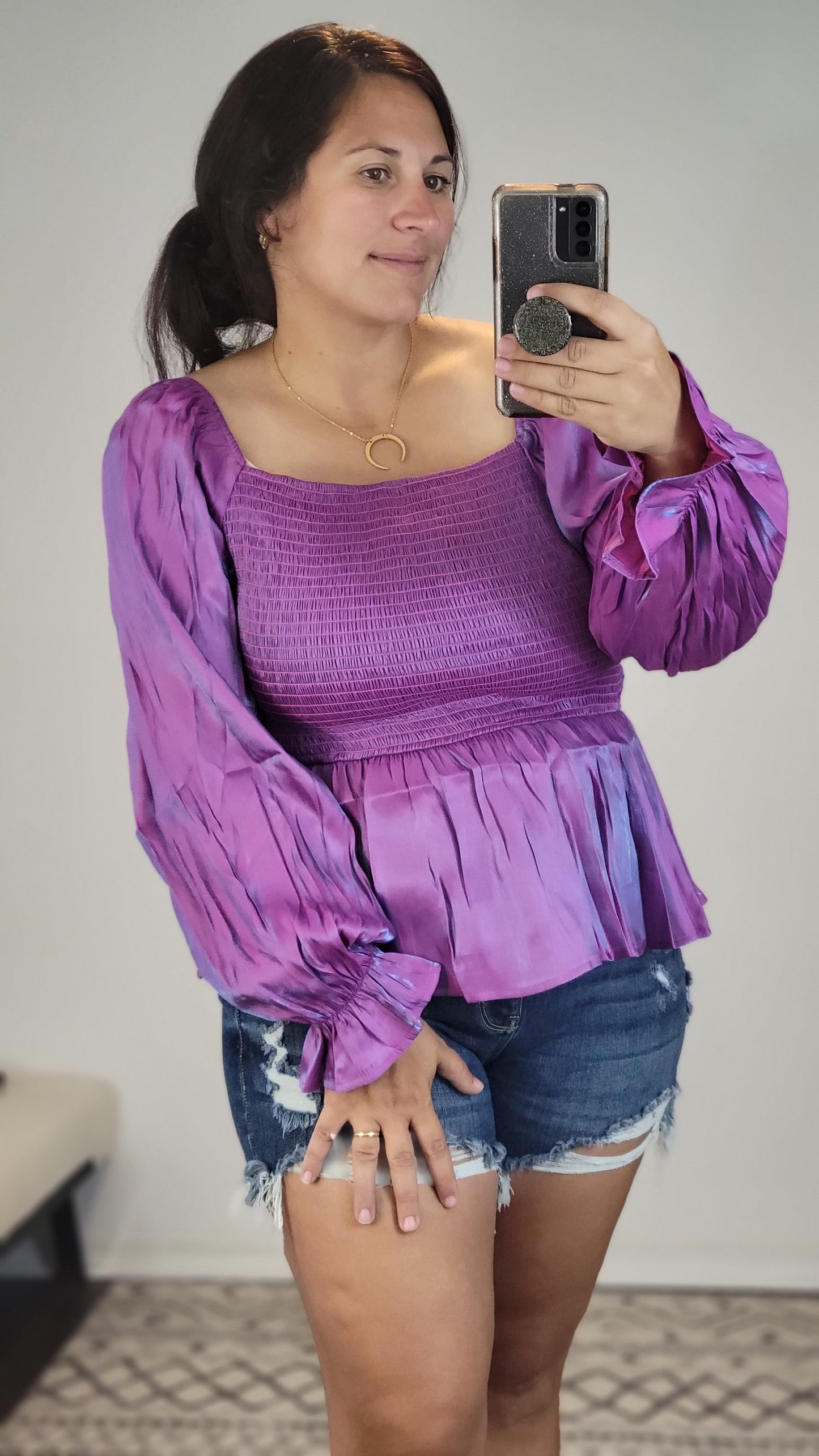 Magenta Smocked Peplum Top "Jenna"