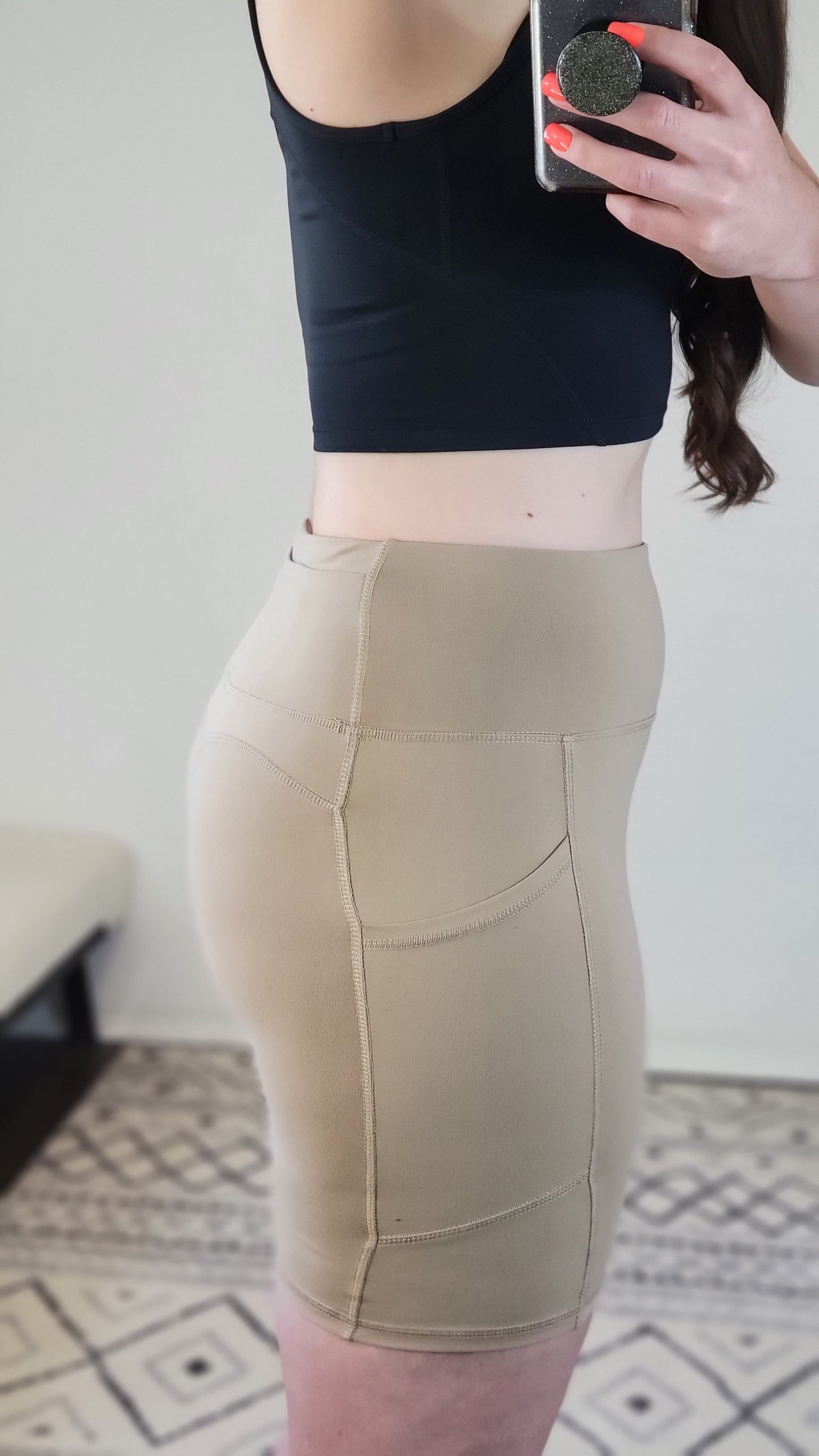 Nude Essential Sweetheart High Waist Biker Shorts with Side Pockets "Christina" (M)