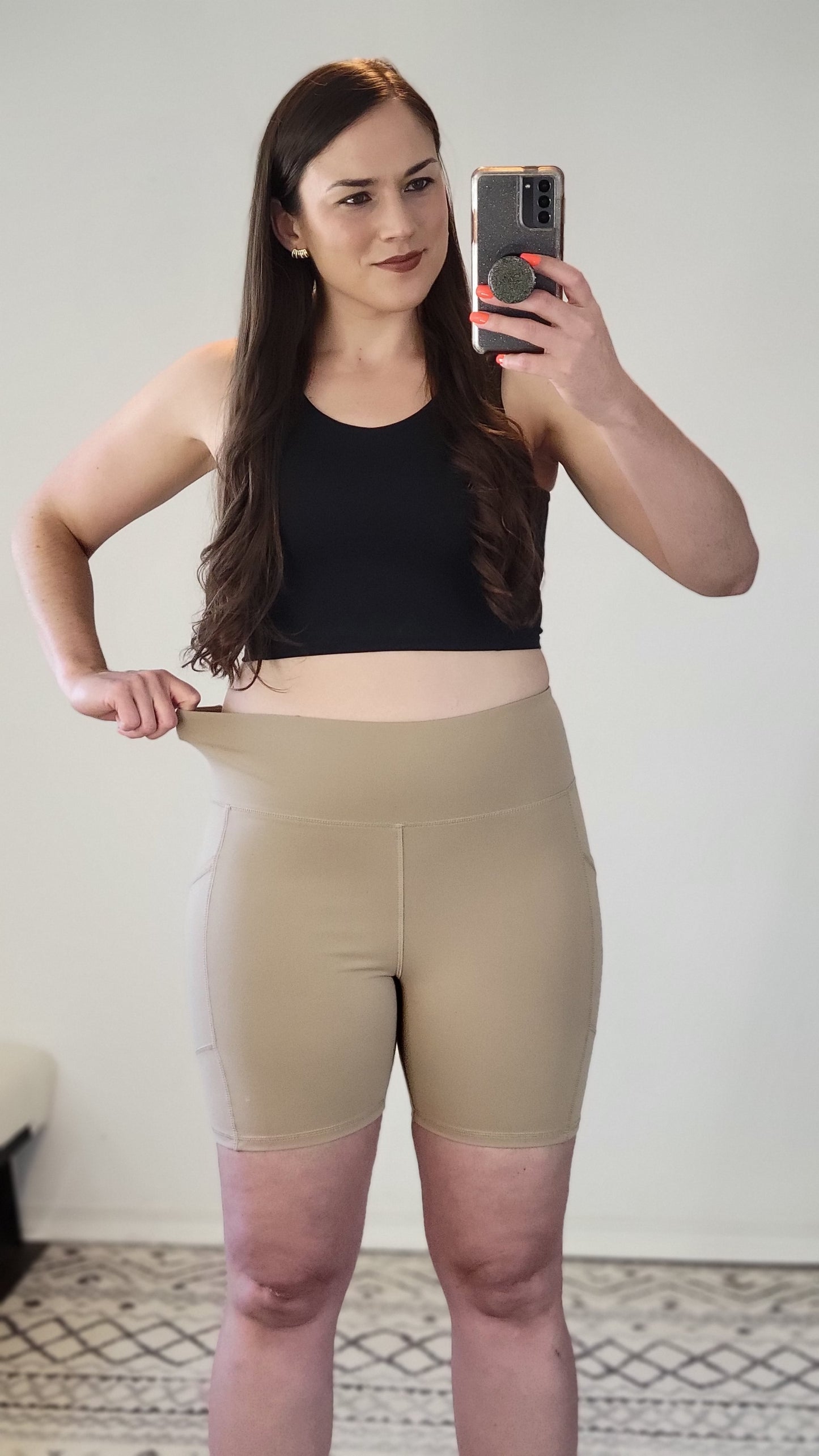 Nude Essential Sweetheart High Waist Biker Shorts with Side Pockets "Christina" (M)