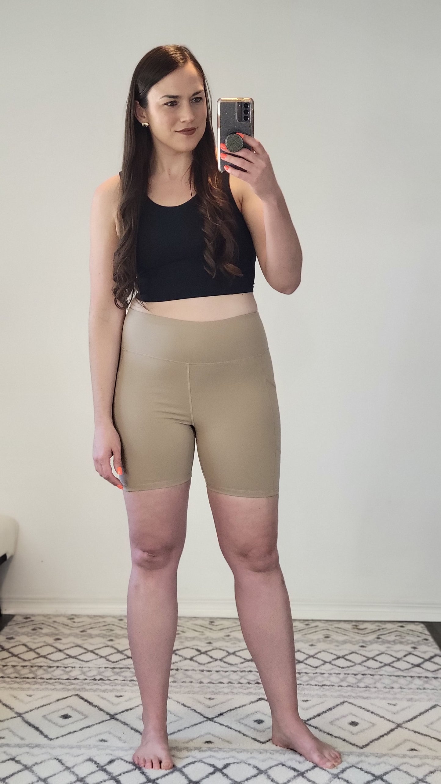 Nude Essential Sweetheart High Waist Biker Shorts with Side Pockets "Christina" (M)