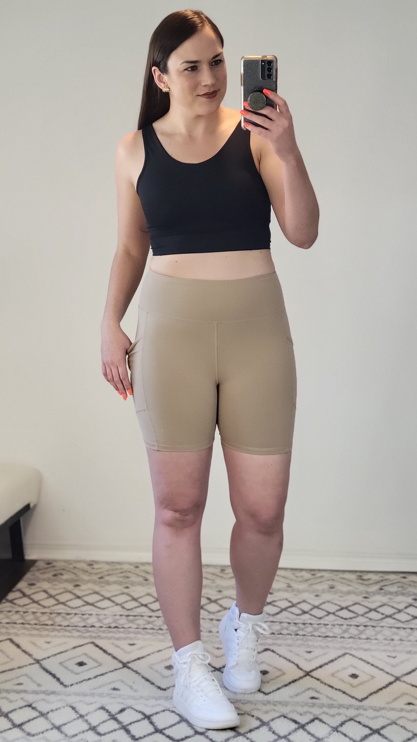 Nude Essential Sweetheart High Waist Biker Shorts with Side Pockets "Christina" (M)