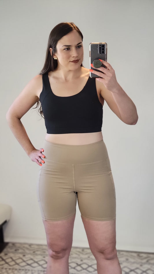 Nude Essential Sweetheart High Waist Biker Shorts with Side Pockets "Christina" (M)