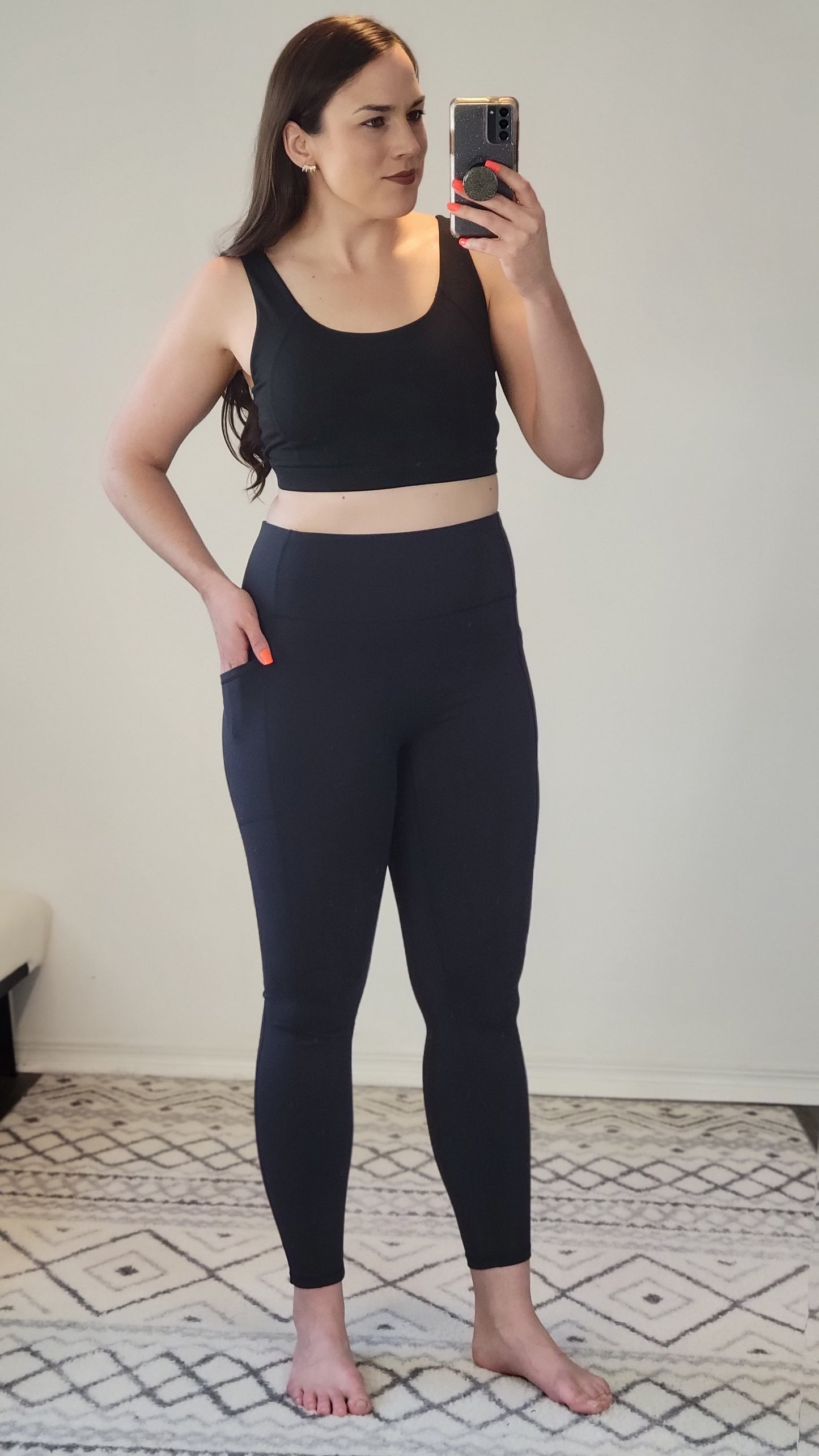 Black Lycra High Waist Leggings with Pockets "Arizona" (S)