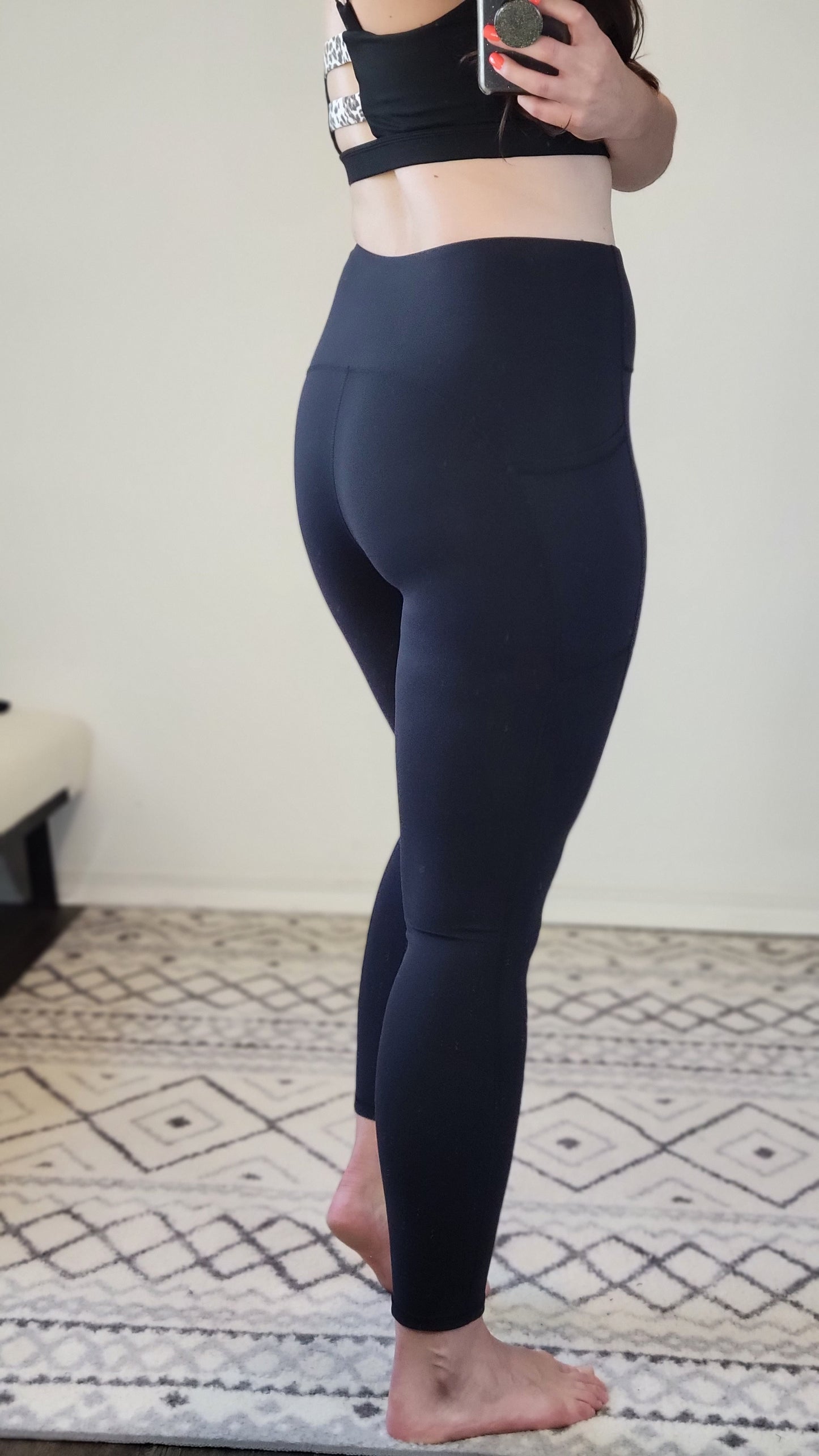 Black Lycra High Waist Leggings with Pockets "Arizona" (S)