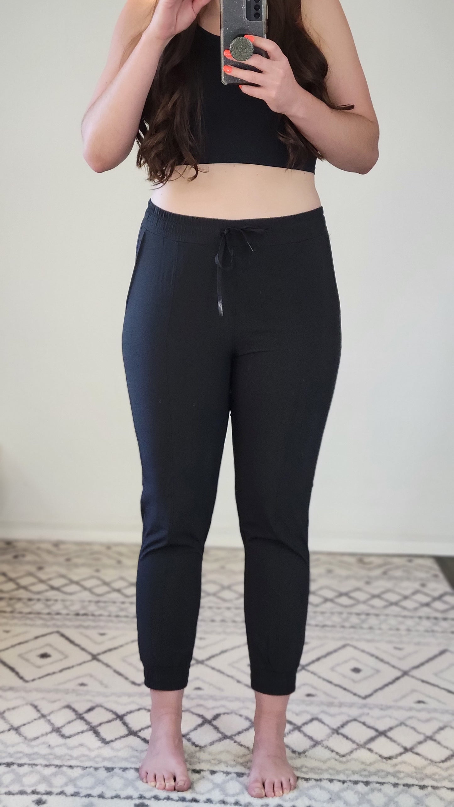Black Athleisure High Waist Joggers with Pockets "Addison"
