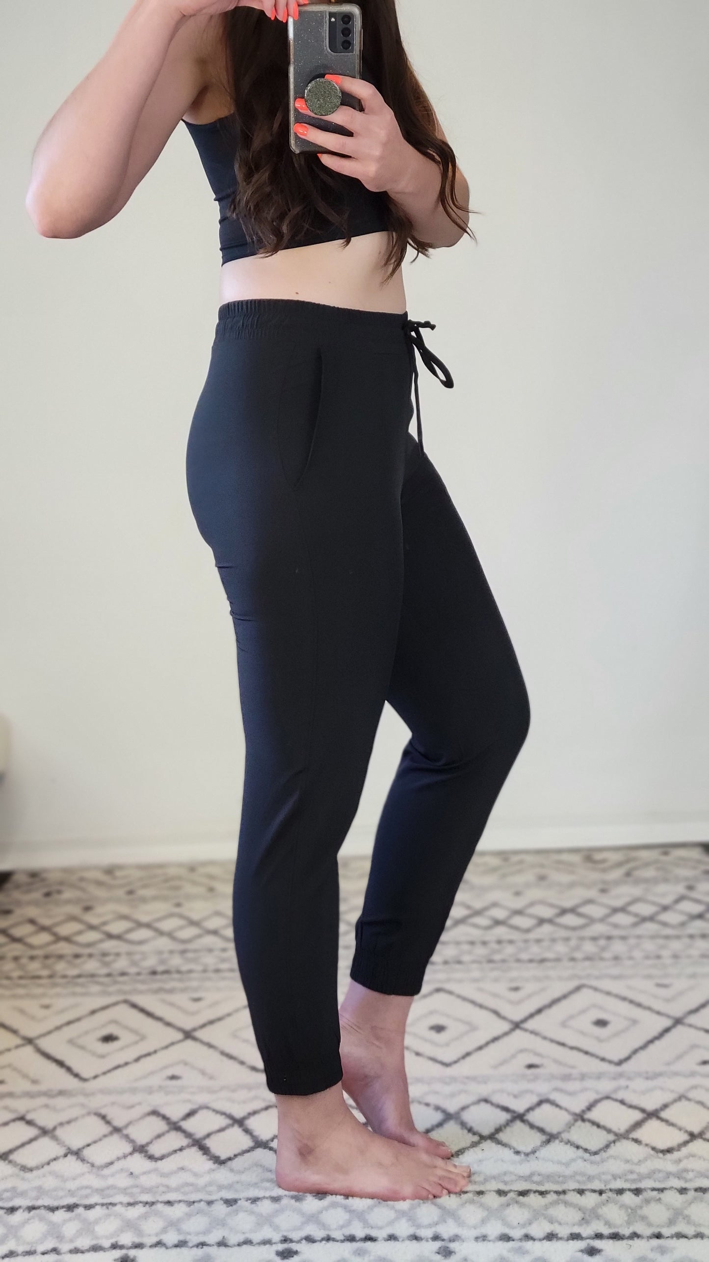Black Athleisure High Waist Joggers with Pockets "Addison"