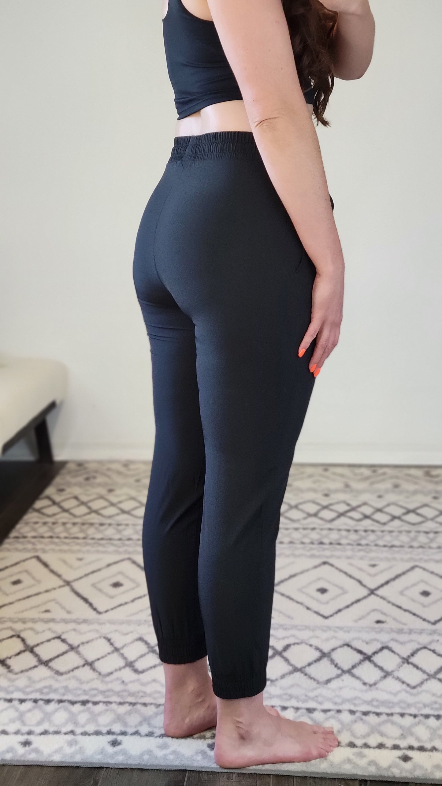 Black Athleisure High Waist Joggers with Pockets "Addison"