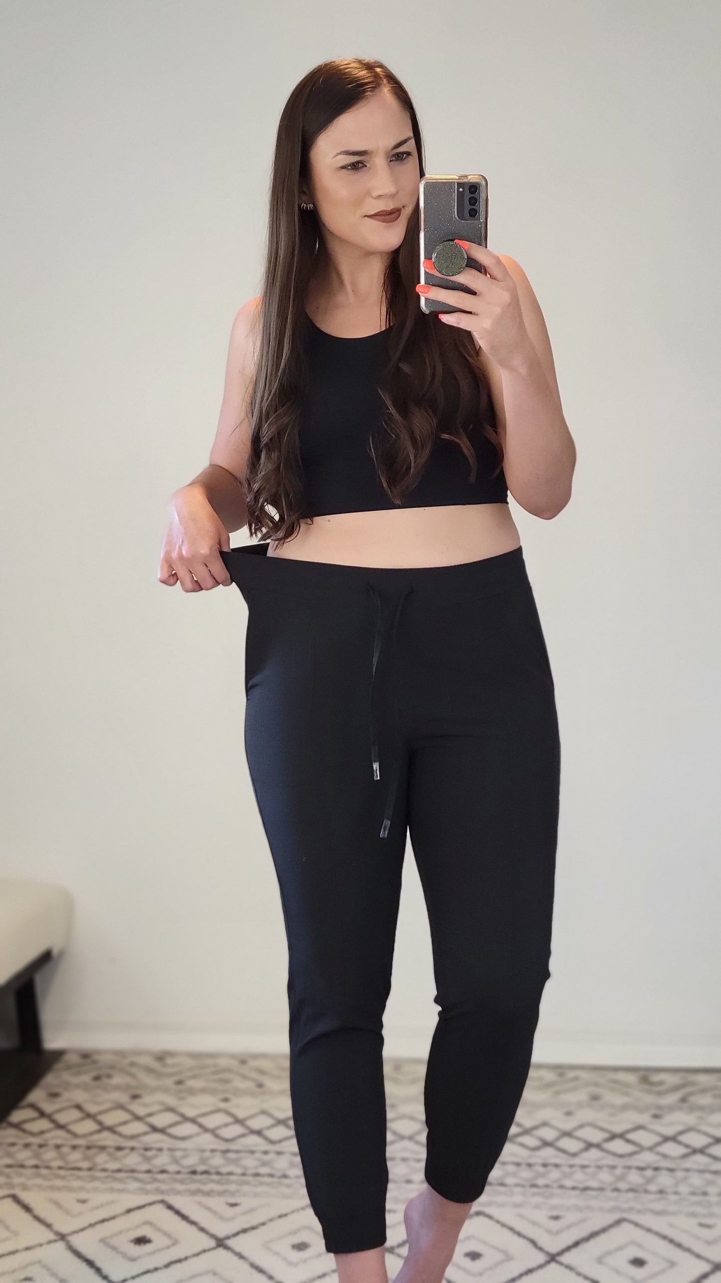 Black Athleisure High Waist Joggers with Pockets "Addison"