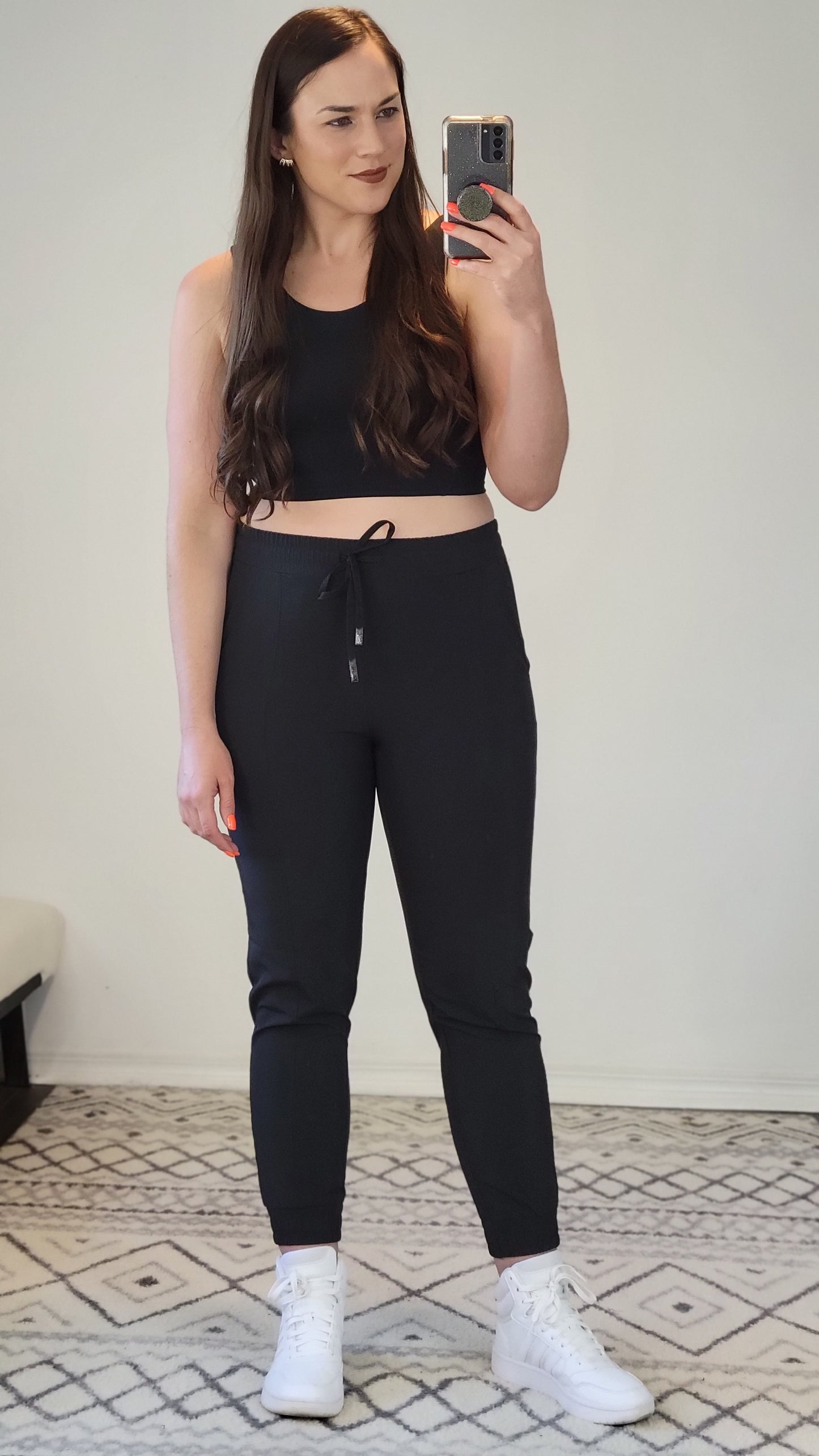 Black Athleisure High Waist Joggers with Pockets "Addison"