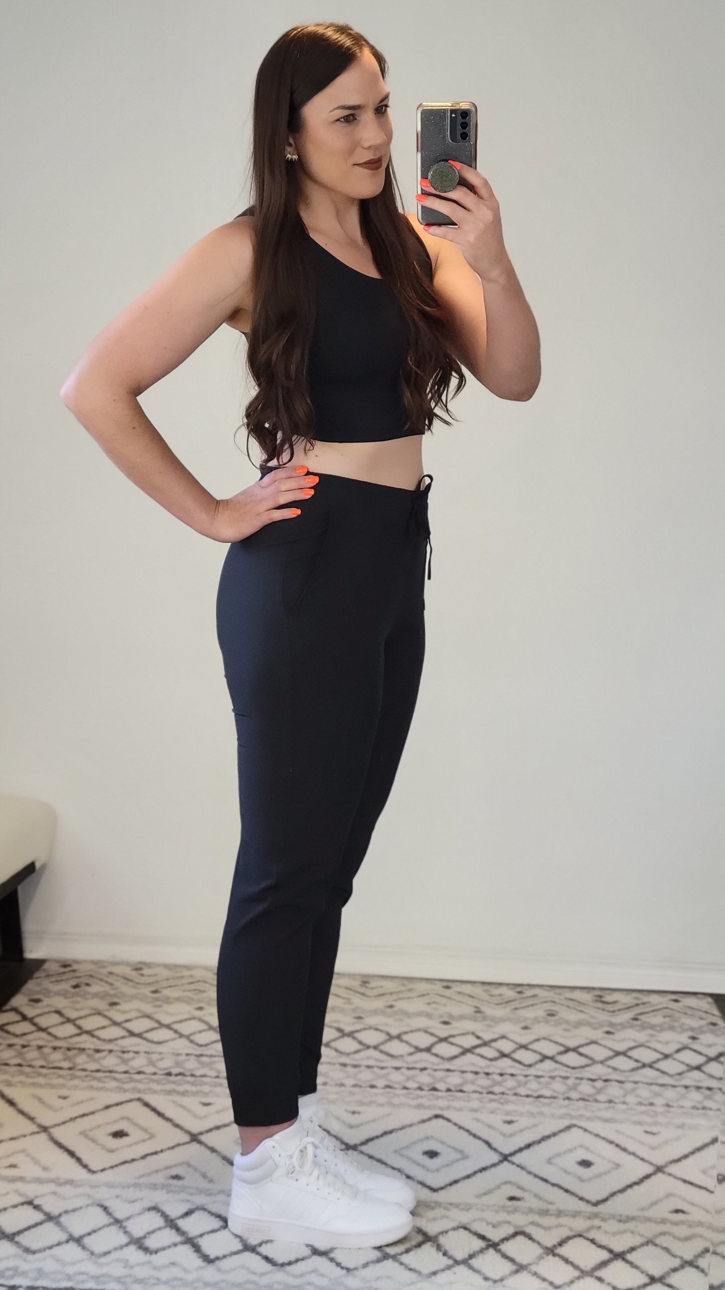 Black Athleisure High Waist Joggers with Pockets "Addison"
