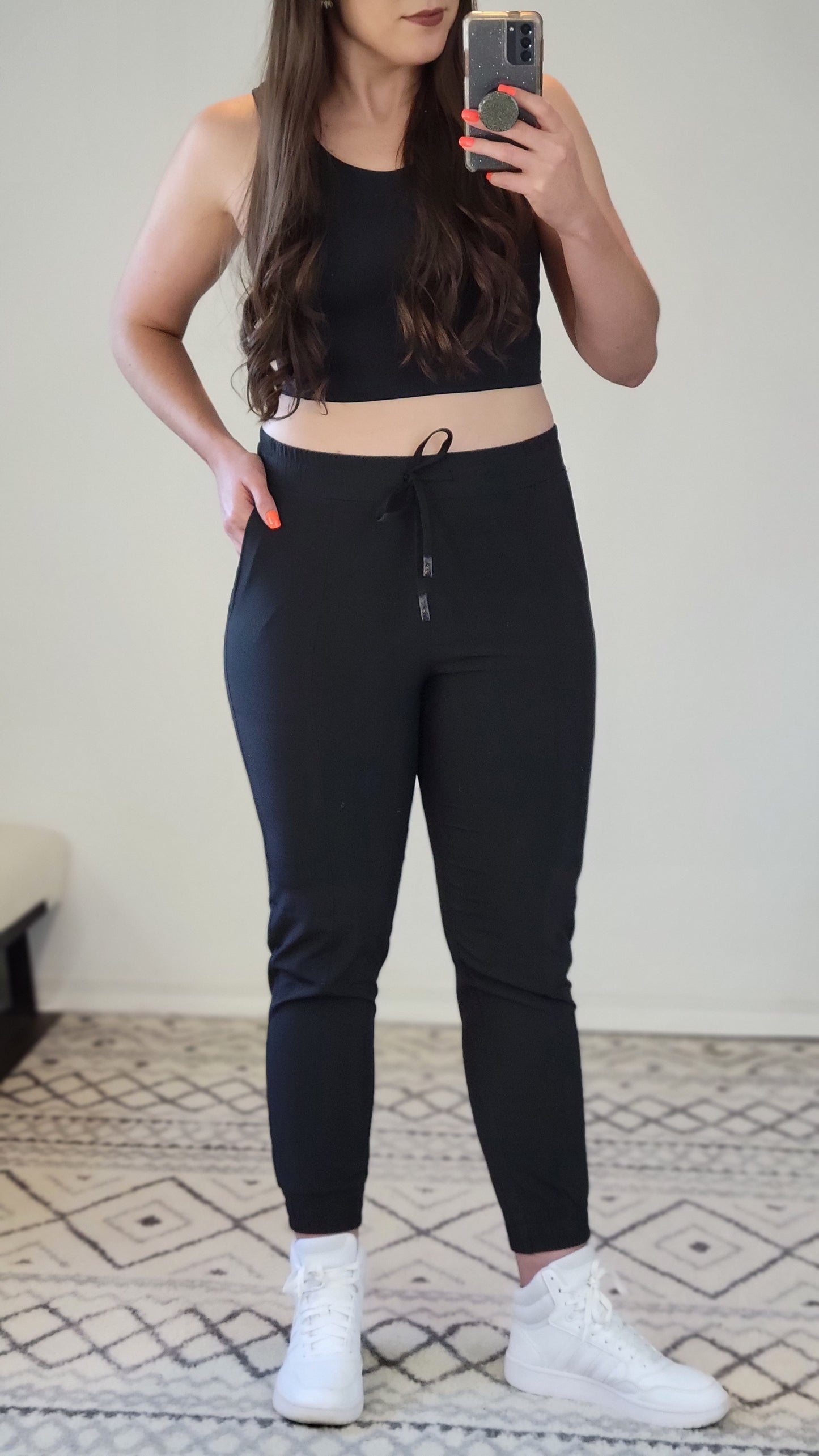 Black Athleisure High Waist Joggers with Pockets "Addison"