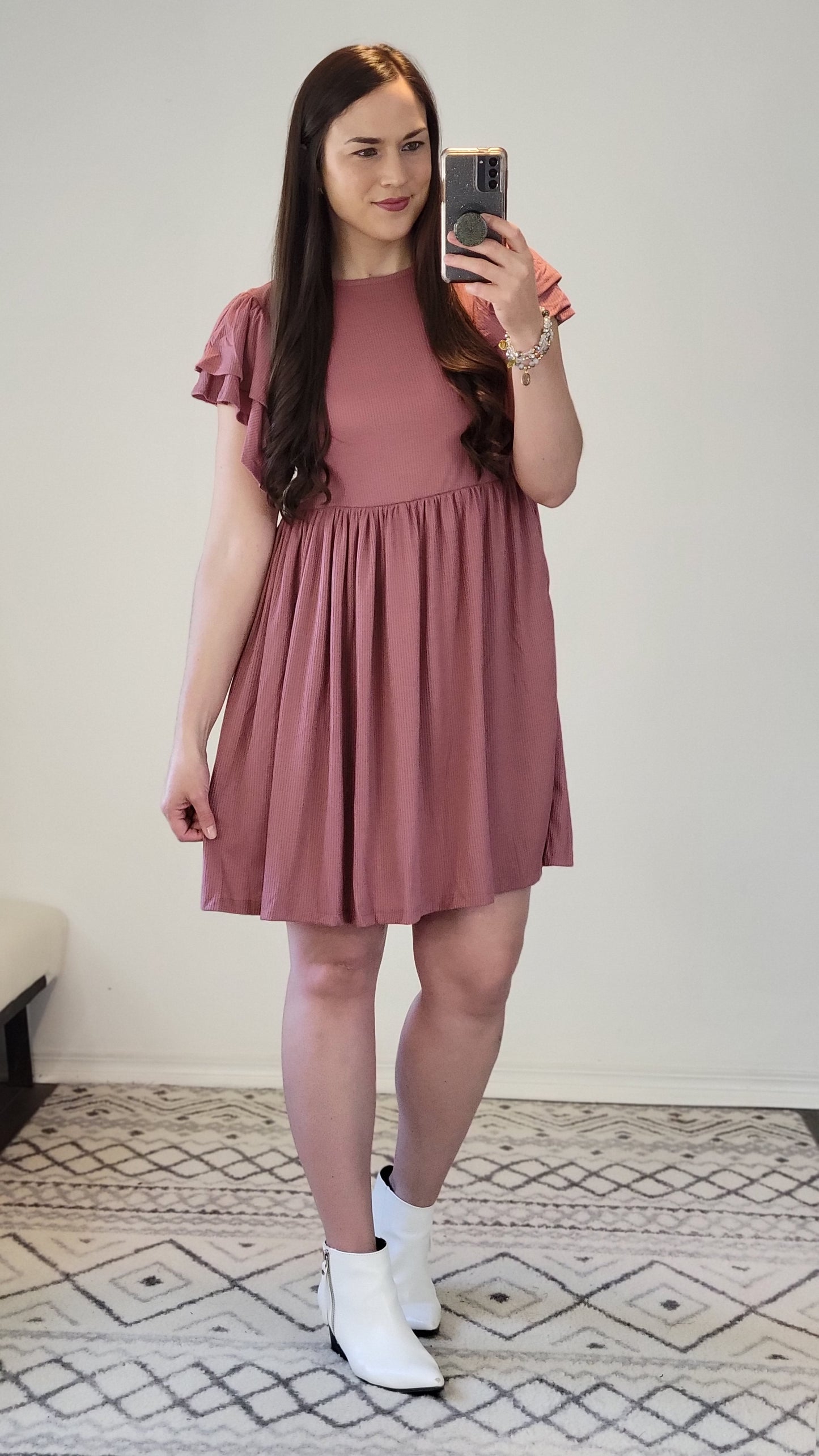 Sage Ribbed Midi Dress with Pockets "Bonnie"