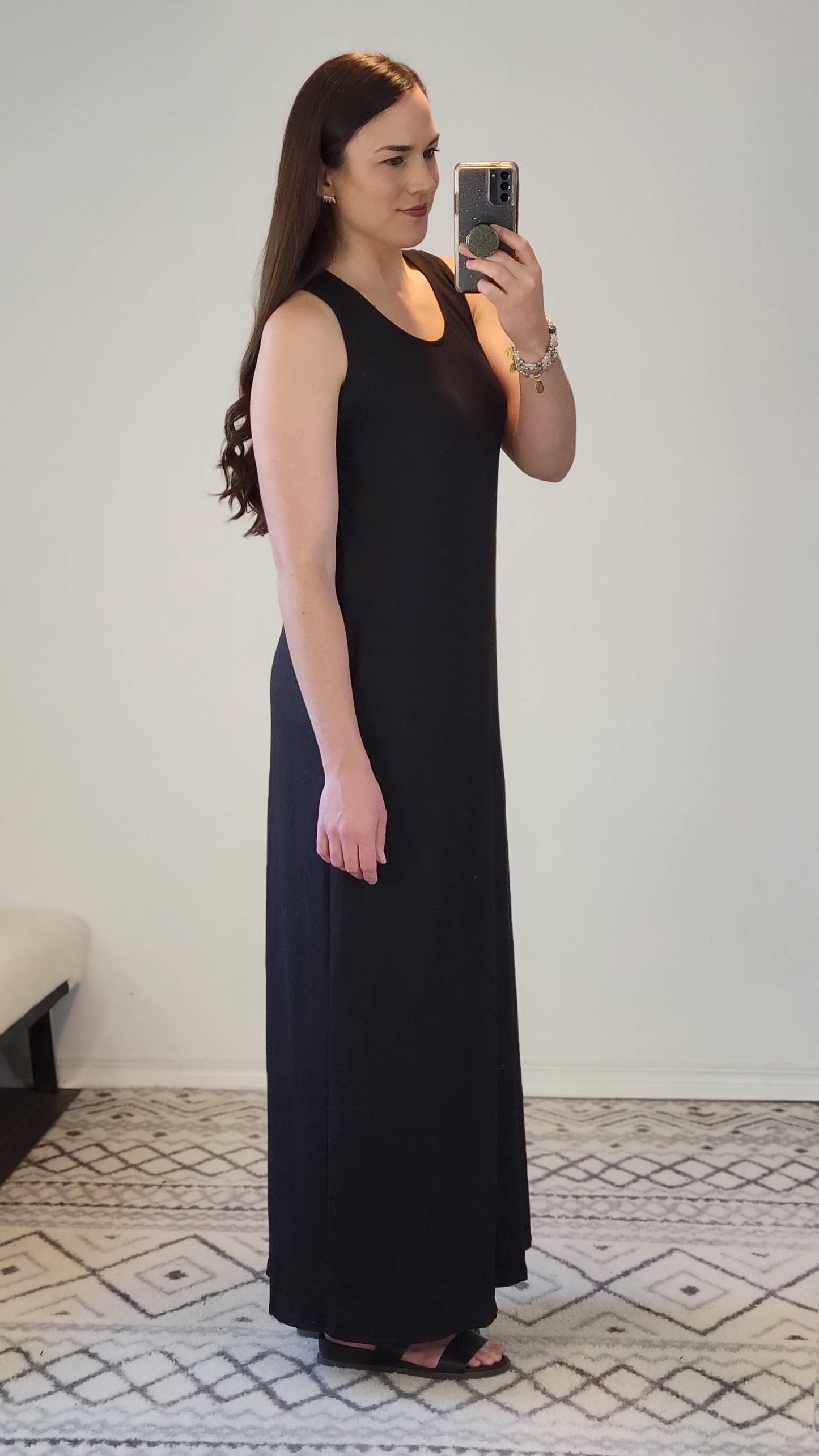 Black Maxi Dress with Pockets "Melanie"