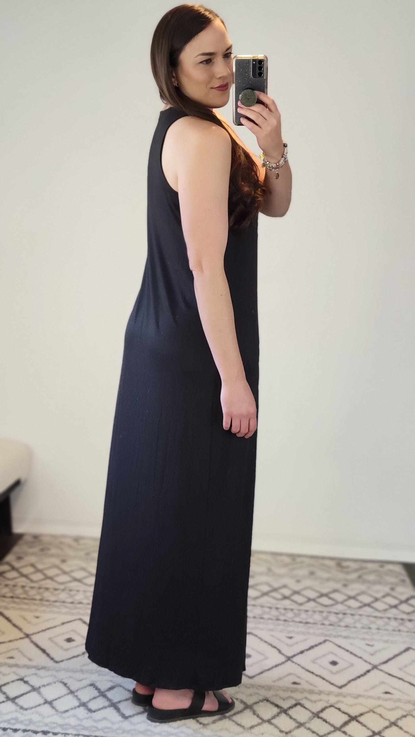 Black Maxi Dress with Pockets "Melanie"