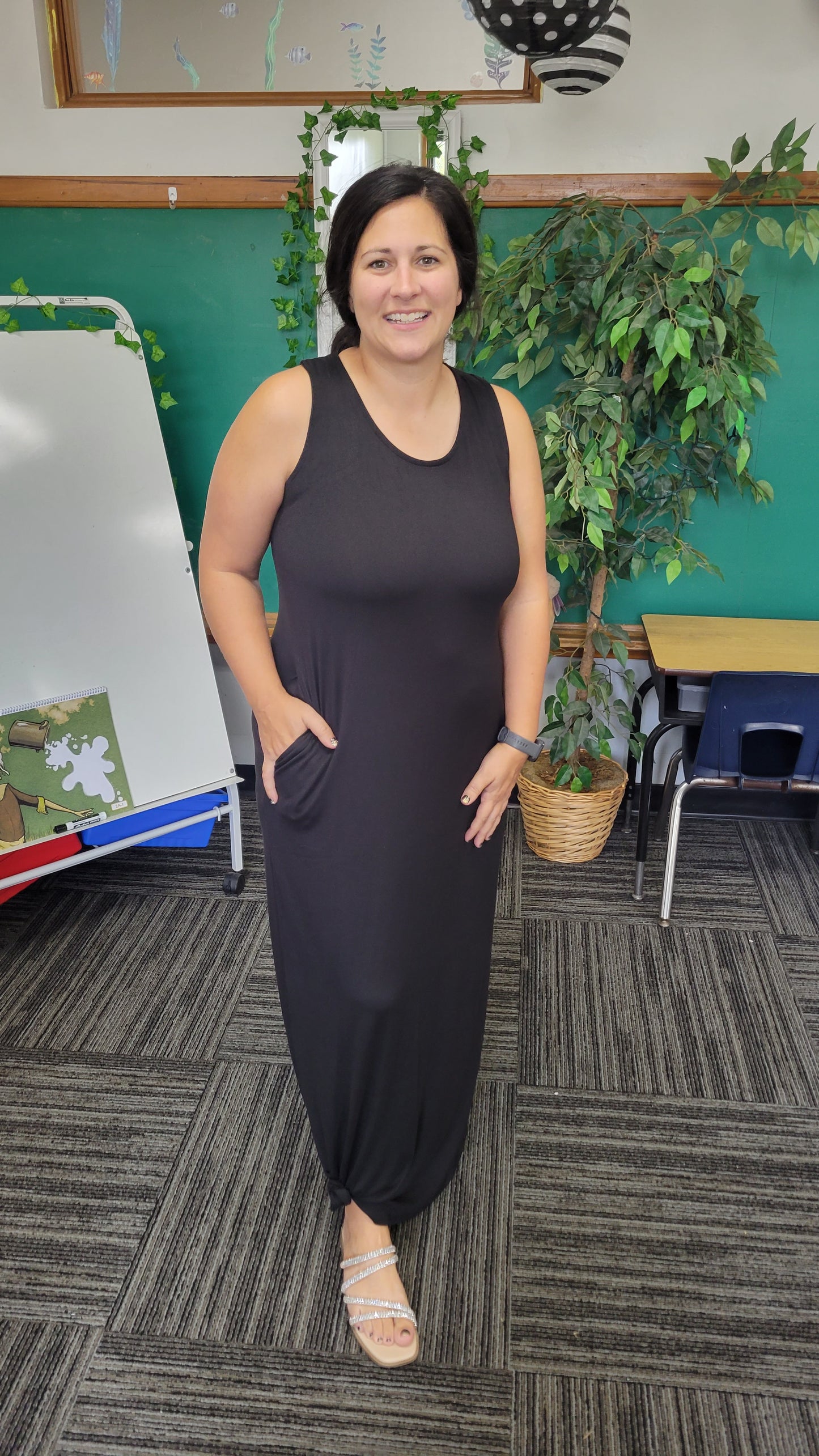 Black Maxi Dress with Pockets "Melanie"