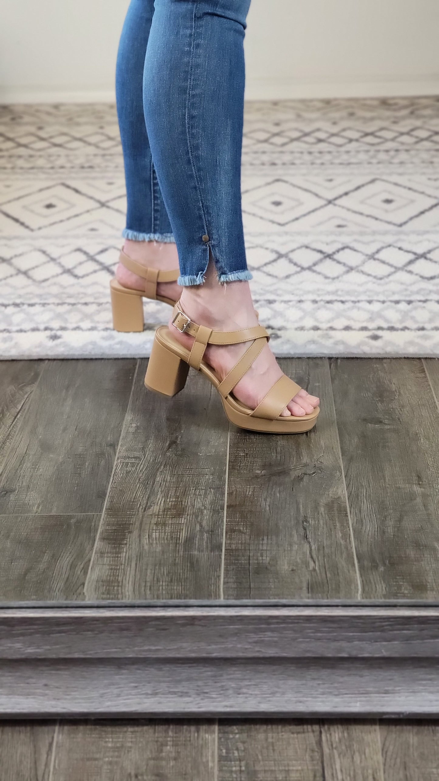 Judy Blue Tummy Control Medium Wash High Rise Side Slit Fray Hem Skinny  "June" (13)