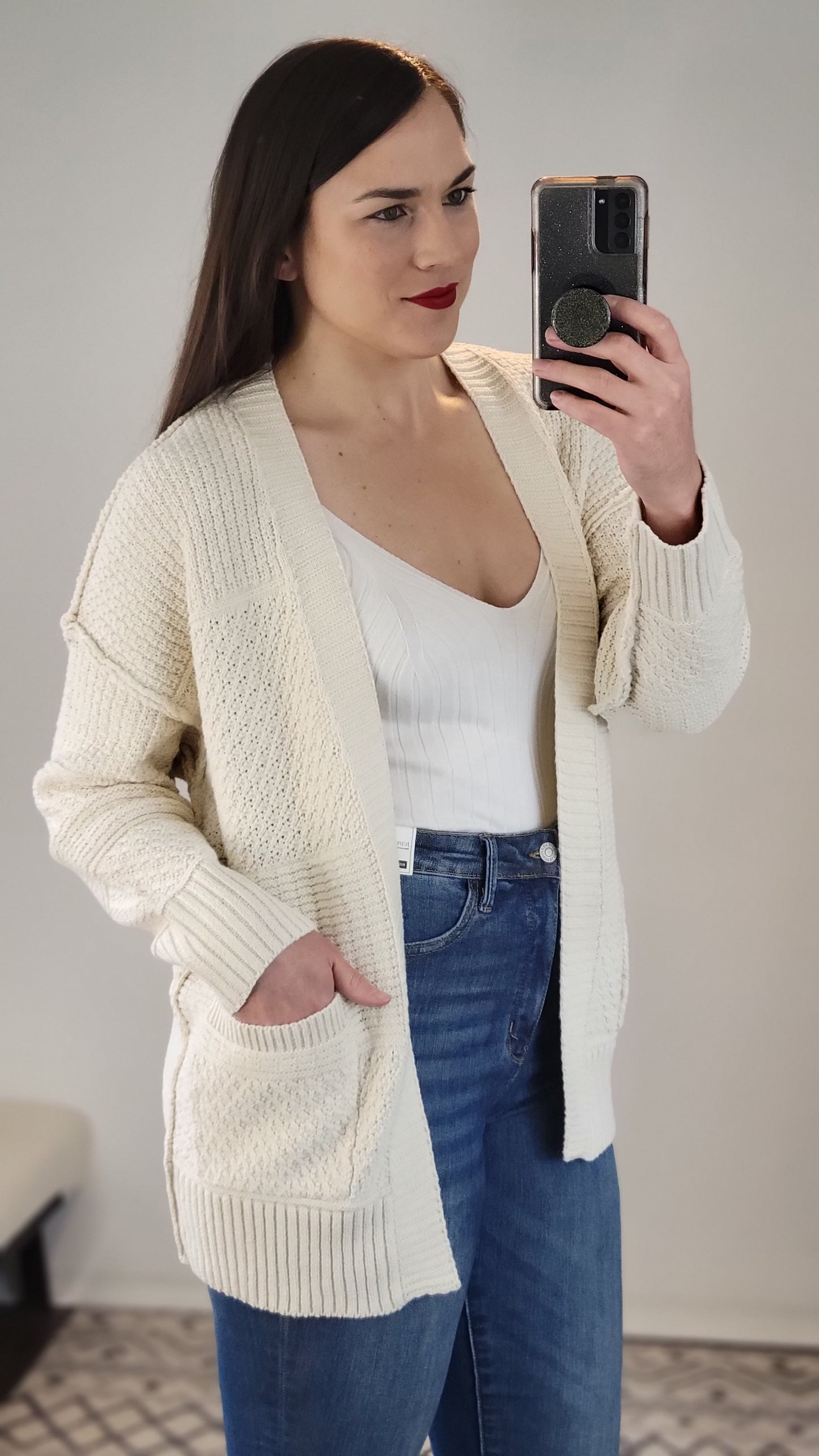 Oatmeal Perfect Knit Cardigan with Pockets "Lillie"