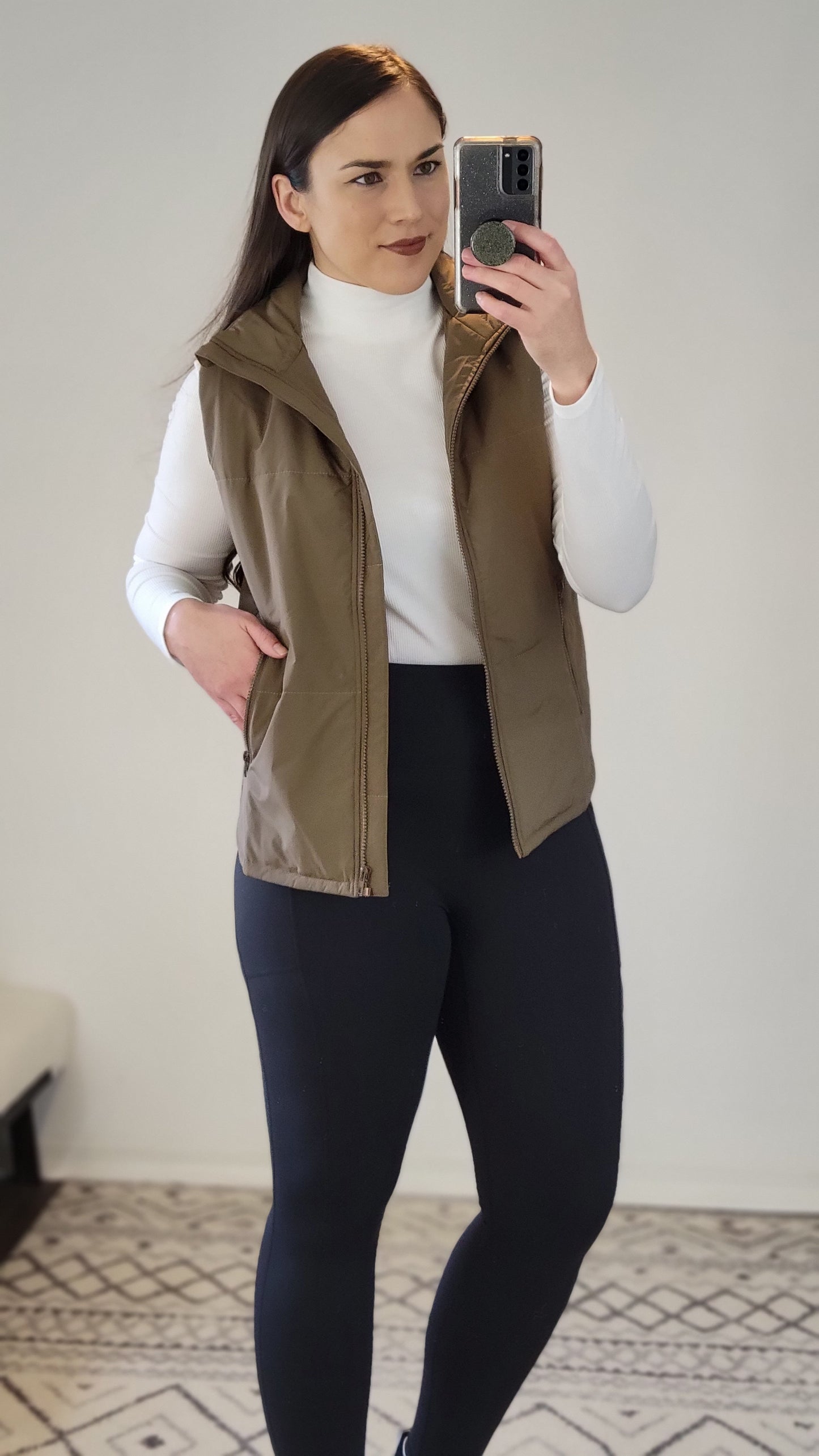 Mocha Quilt Vest with Pockets "Laurie"