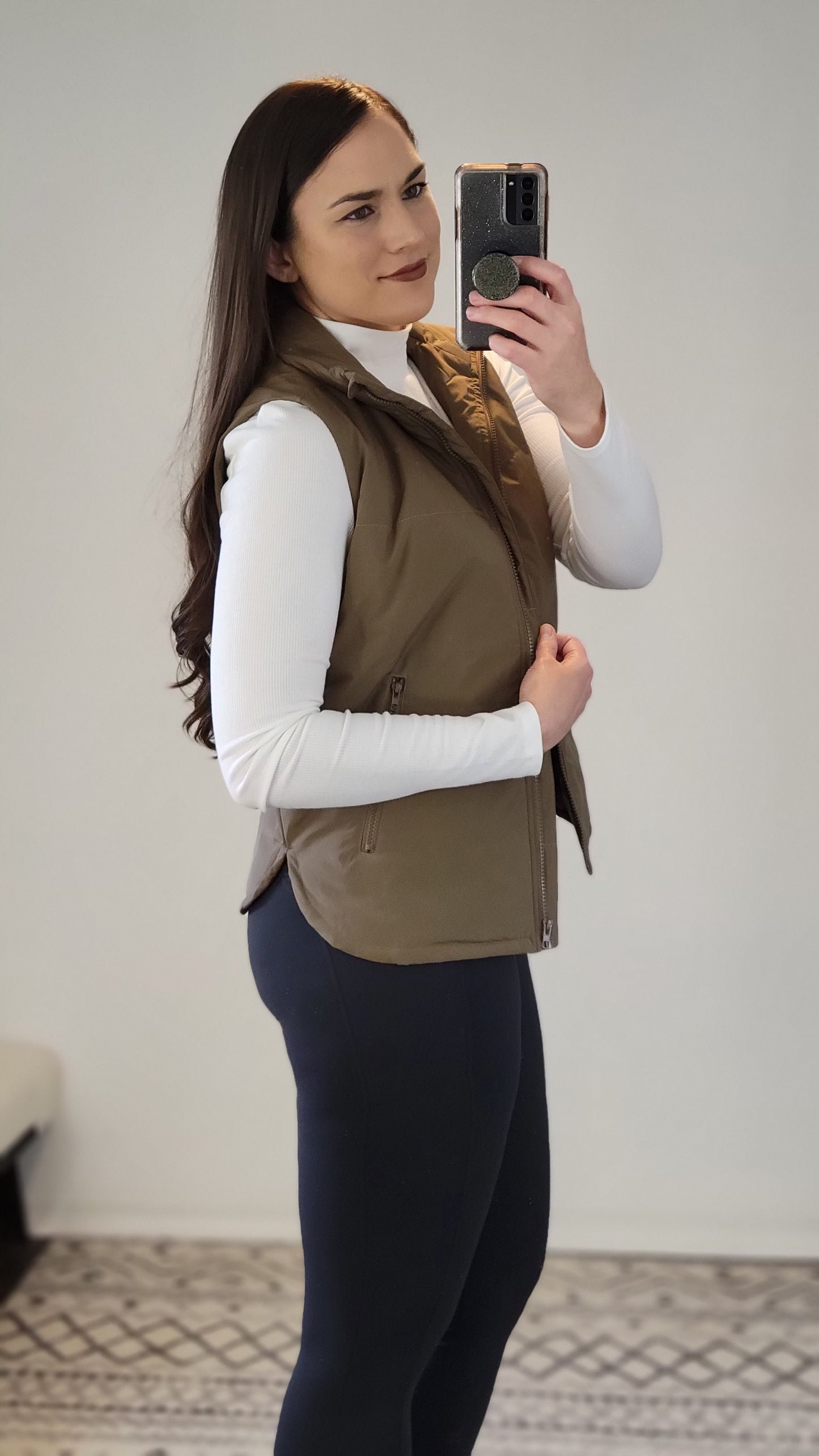 Mocha Quilt Vest with Pockets "Laurie"