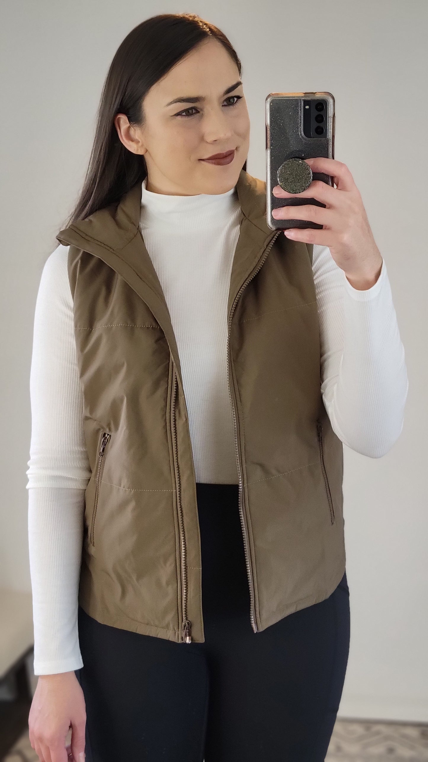 Mocha Quilt Vest with Pockets "Laurie"