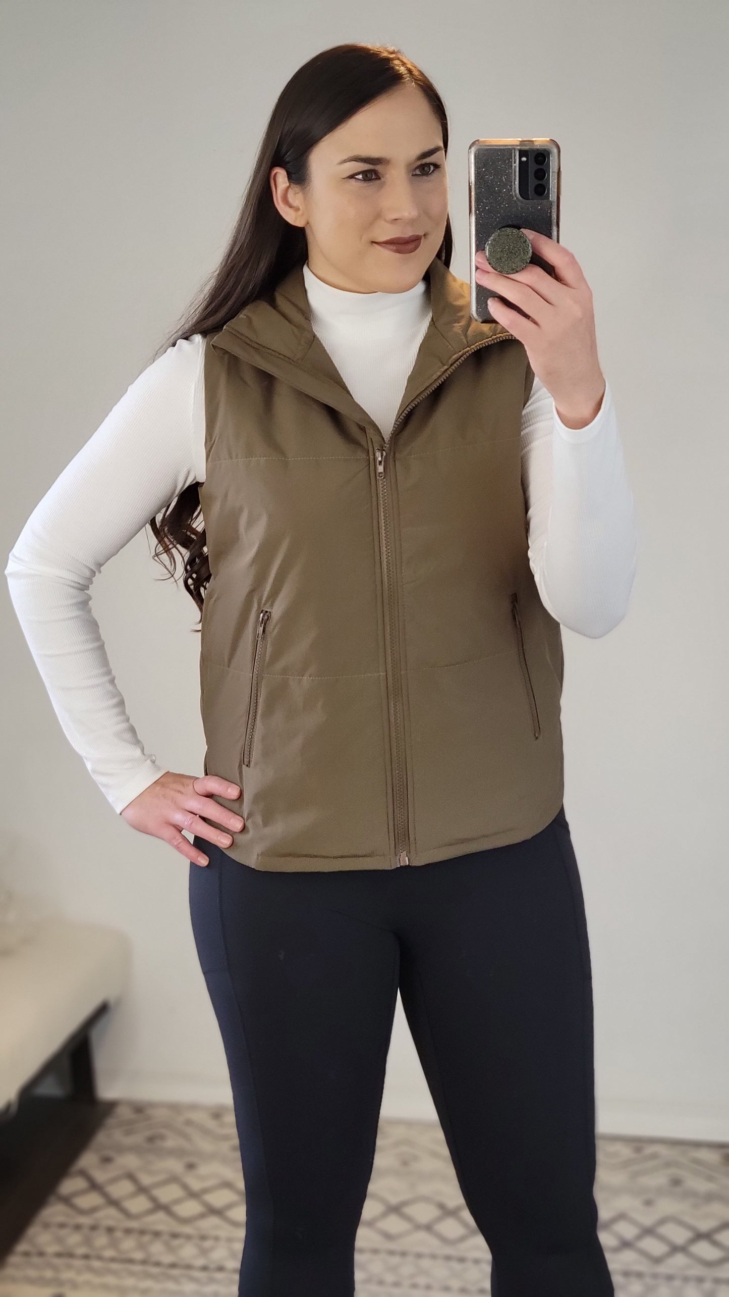 Mocha Quilt Vest with Pockets "Laurie"