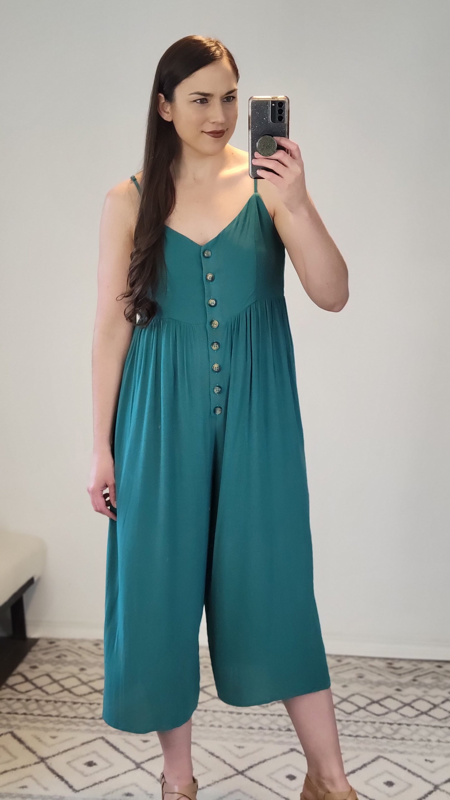 Jade Button Down Rayon Crepe Jumpsuit "Jackie"