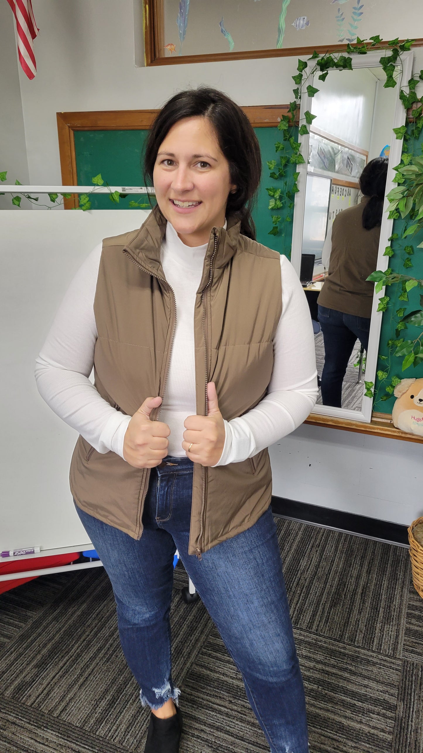 Mocha Quilt Vest with Pockets "Laurie"