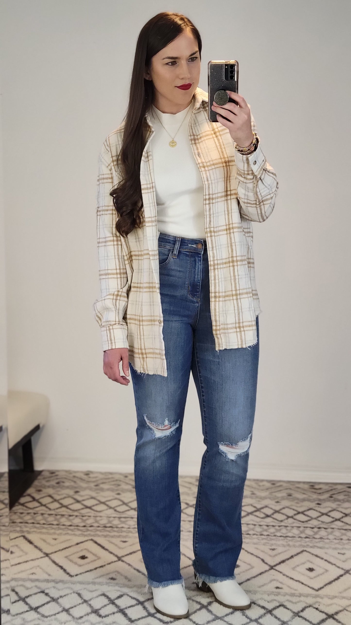 Judy Blue Medium Wash High Rise Straight Jean "Drella"