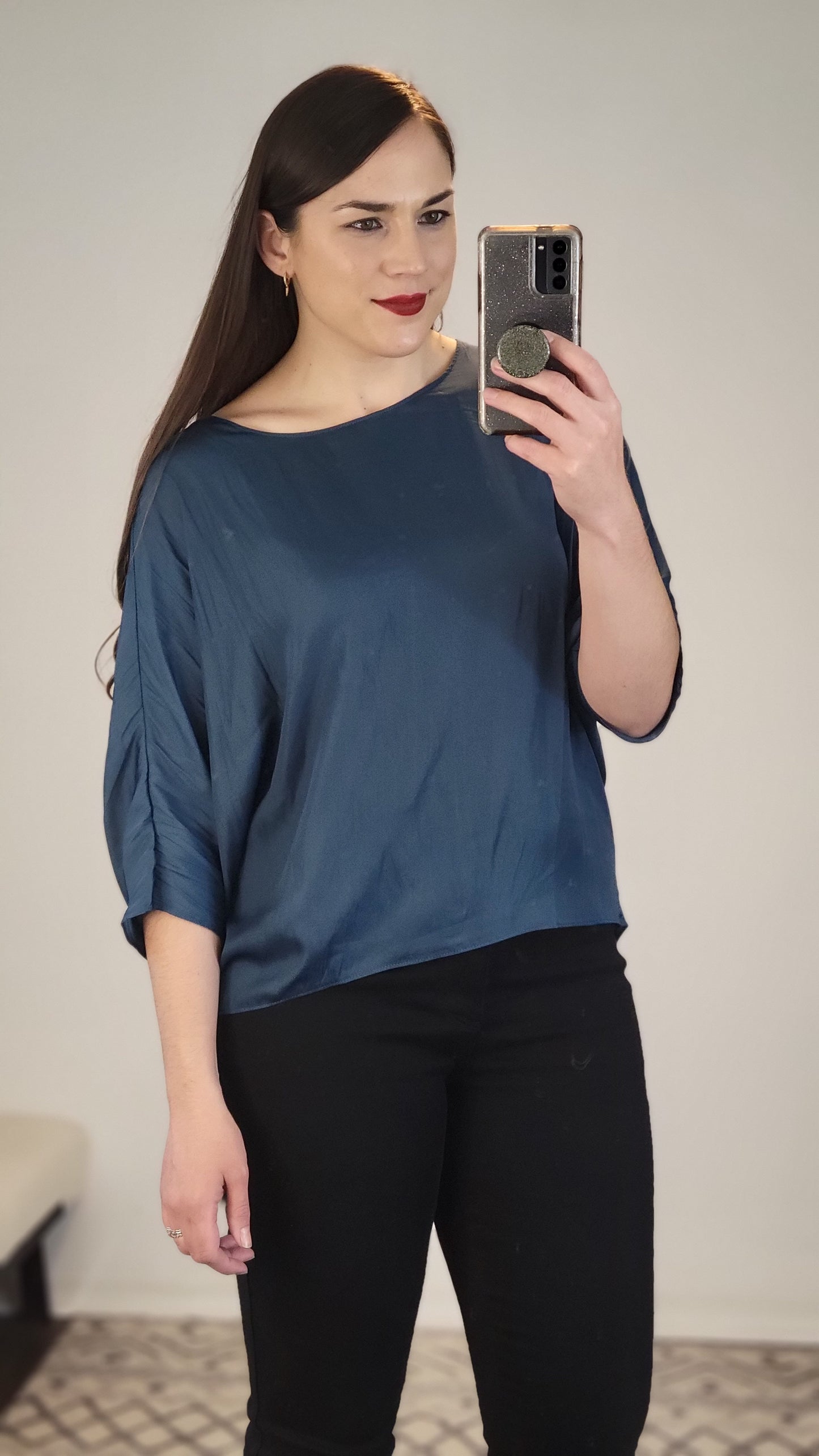 Teal ¾ Sleeve Dolman Top "Dionne" (M)