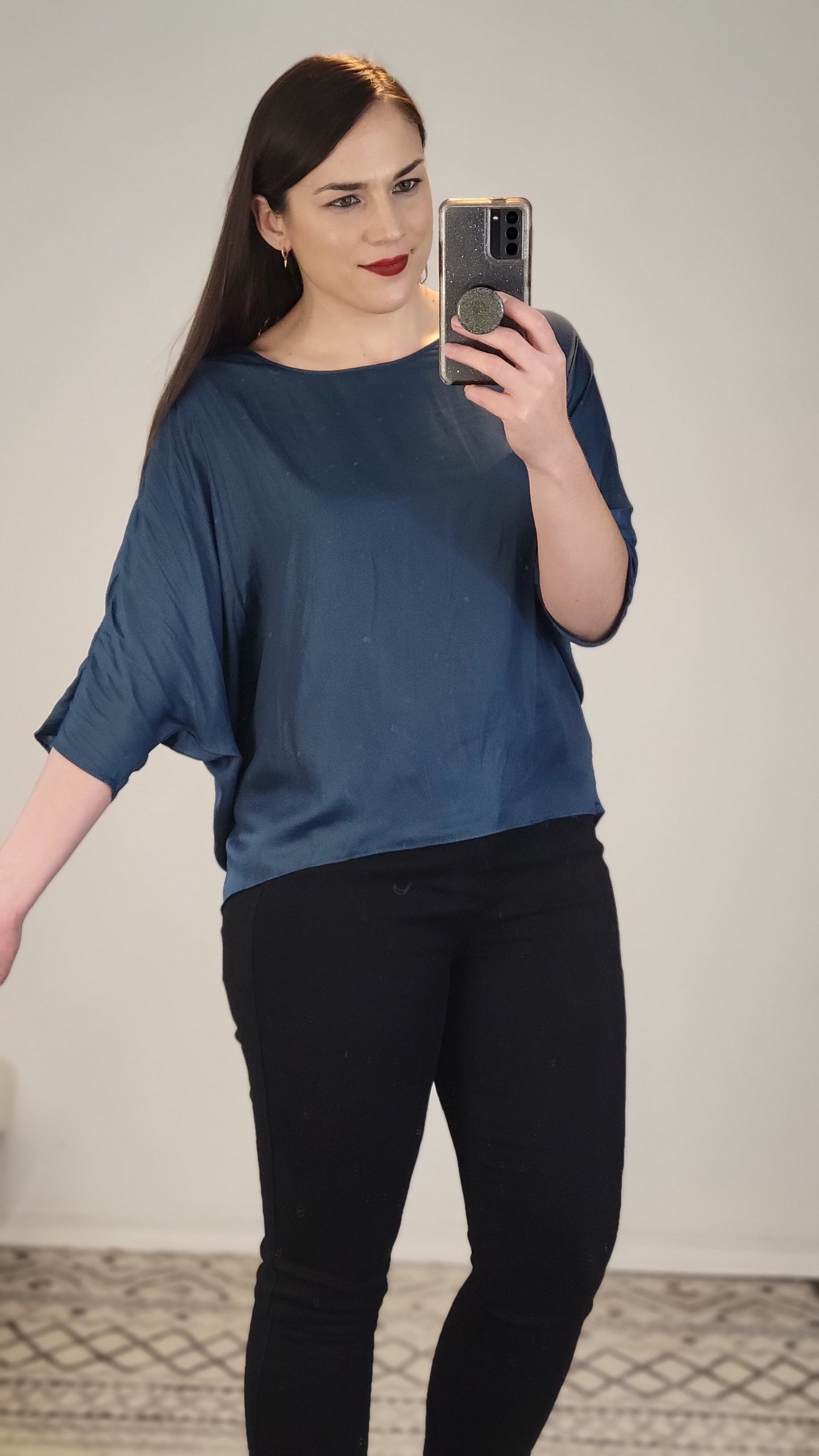 Teal ¾ Sleeve Dolman Top "Dionne" (M)