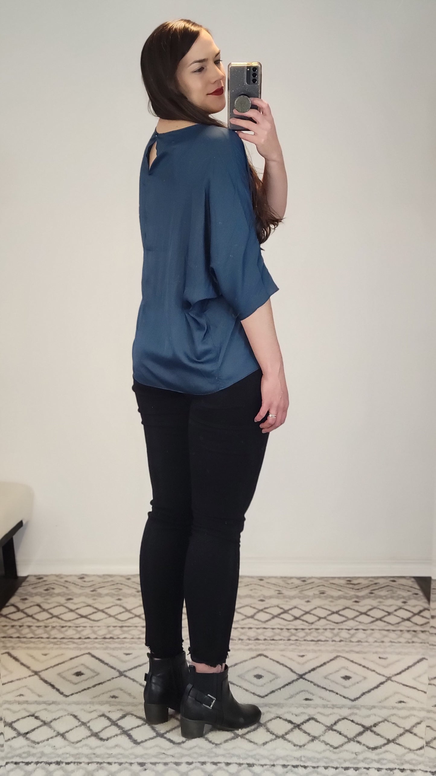 Teal ¾ Sleeve Dolman Top "Dionne" (M)