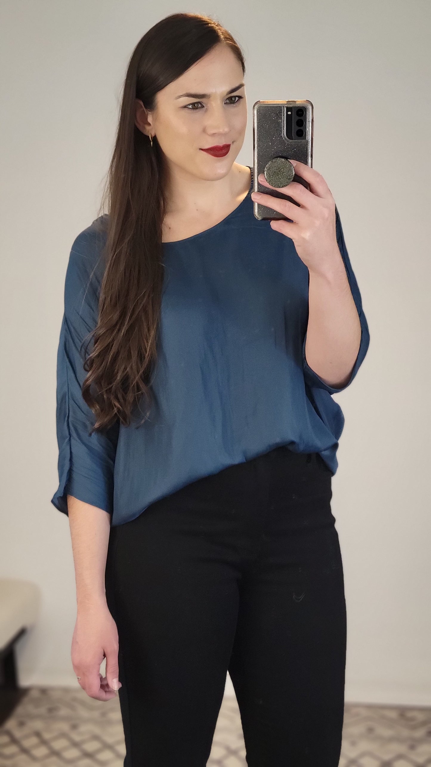 Teal ¾ Sleeve Dolman Top "Dionne" (M)