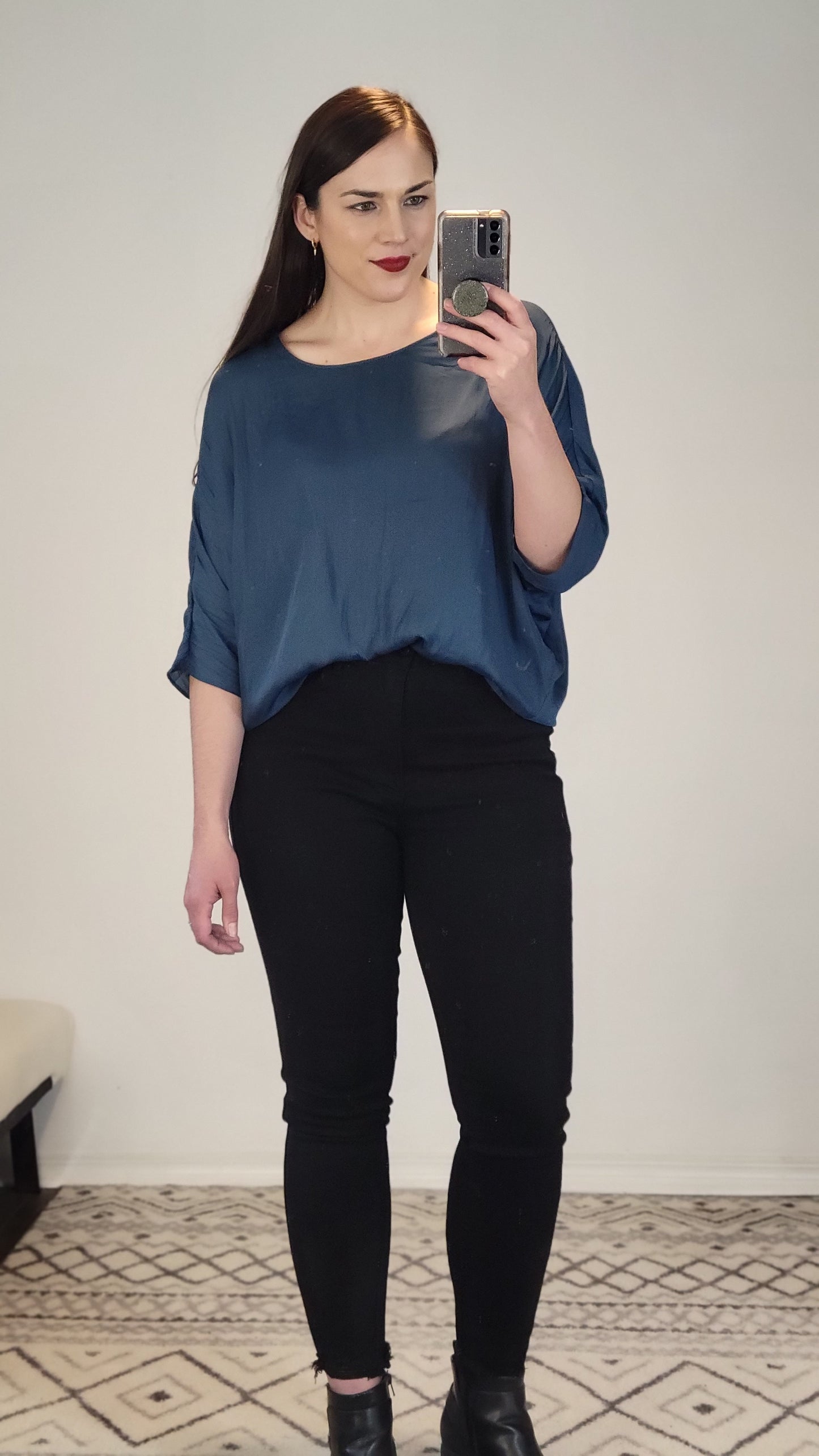 Teal ¾ Sleeve Dolman Top "Dionne" (M)