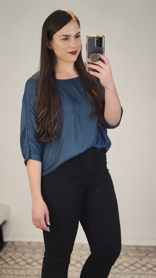 Teal ¾ Sleeve Dolman Top "Dionne" (M)