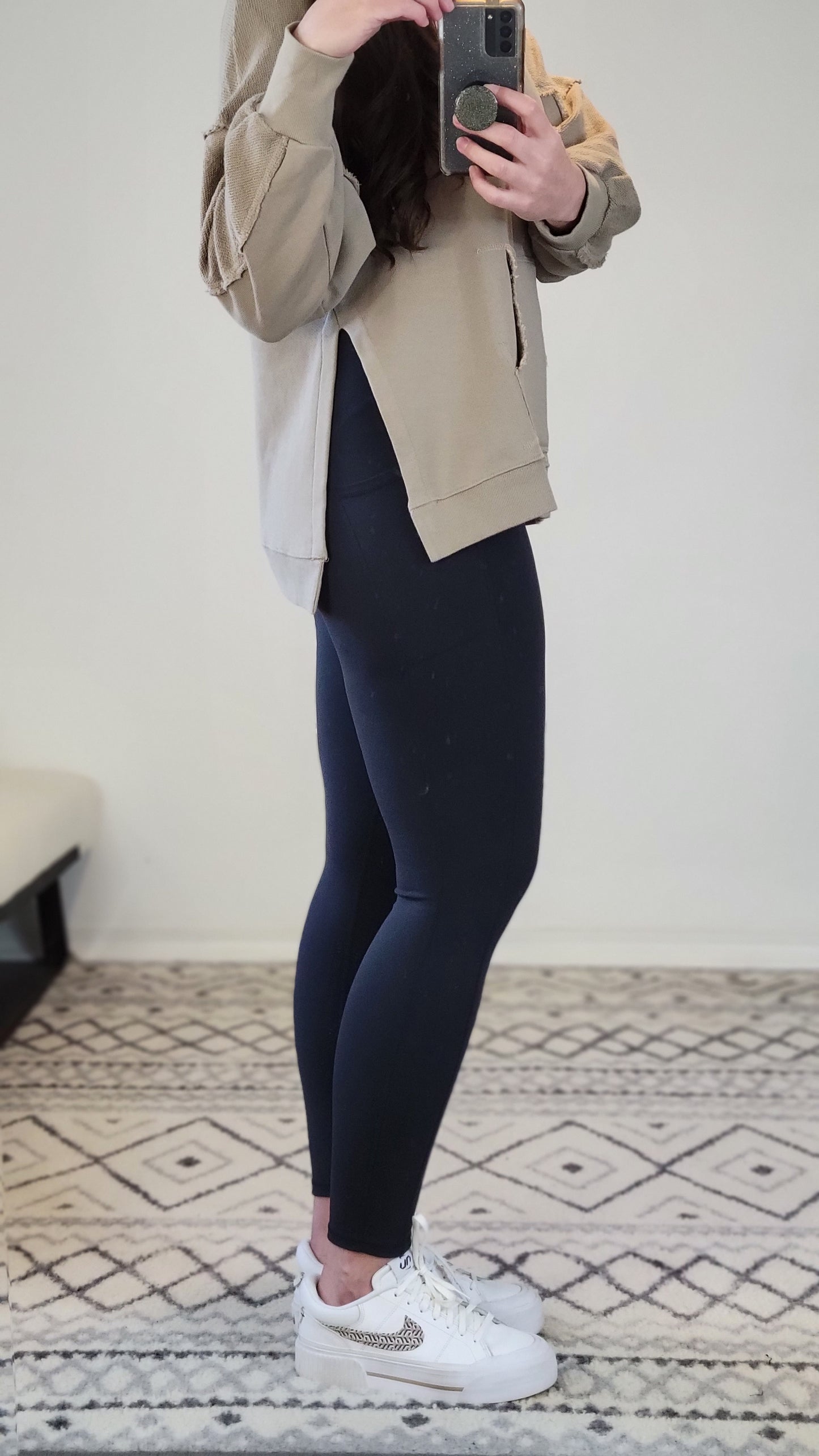 Taupe French Terry Kangaroo Pocket Pullover Sweatshirt "Kathy"