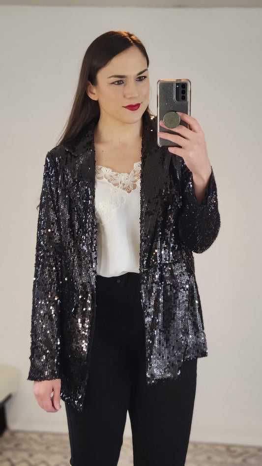 Black Sequin Blazer "Lillian" (M)(L)