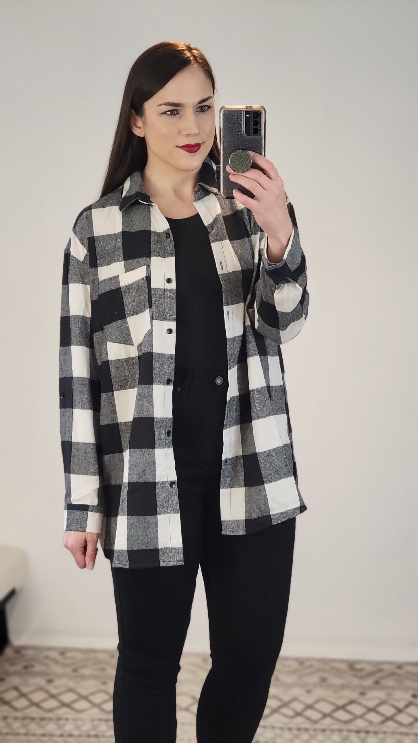 Black/White Buffalo Plaid Flannel "Anny"