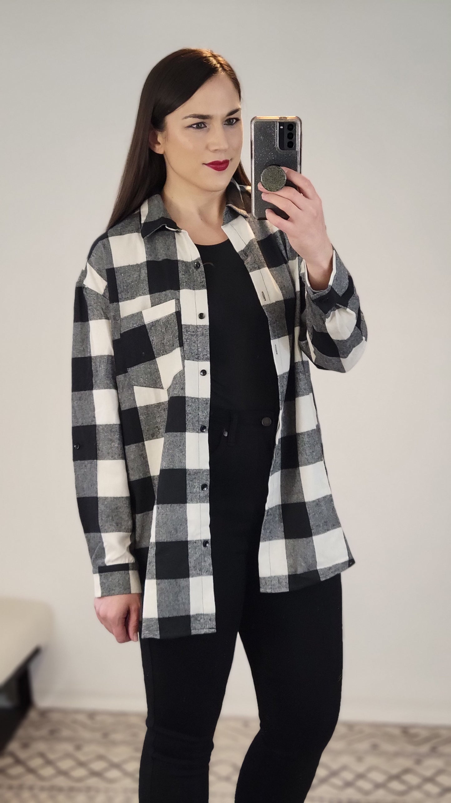 Black/White Buffalo Plaid Flannel "Anny"