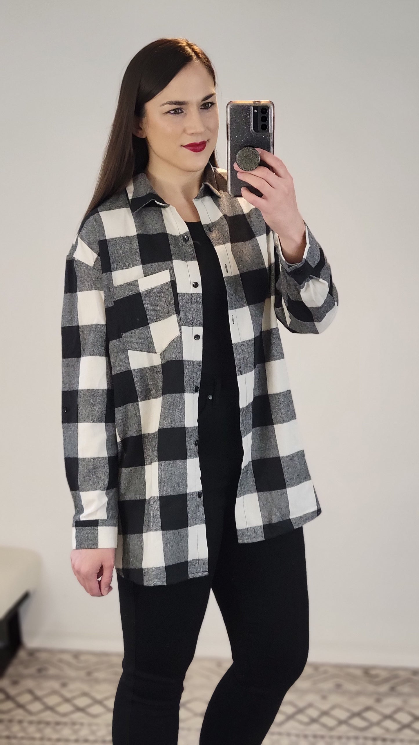 Black/White Buffalo Plaid Flannel "Anny"