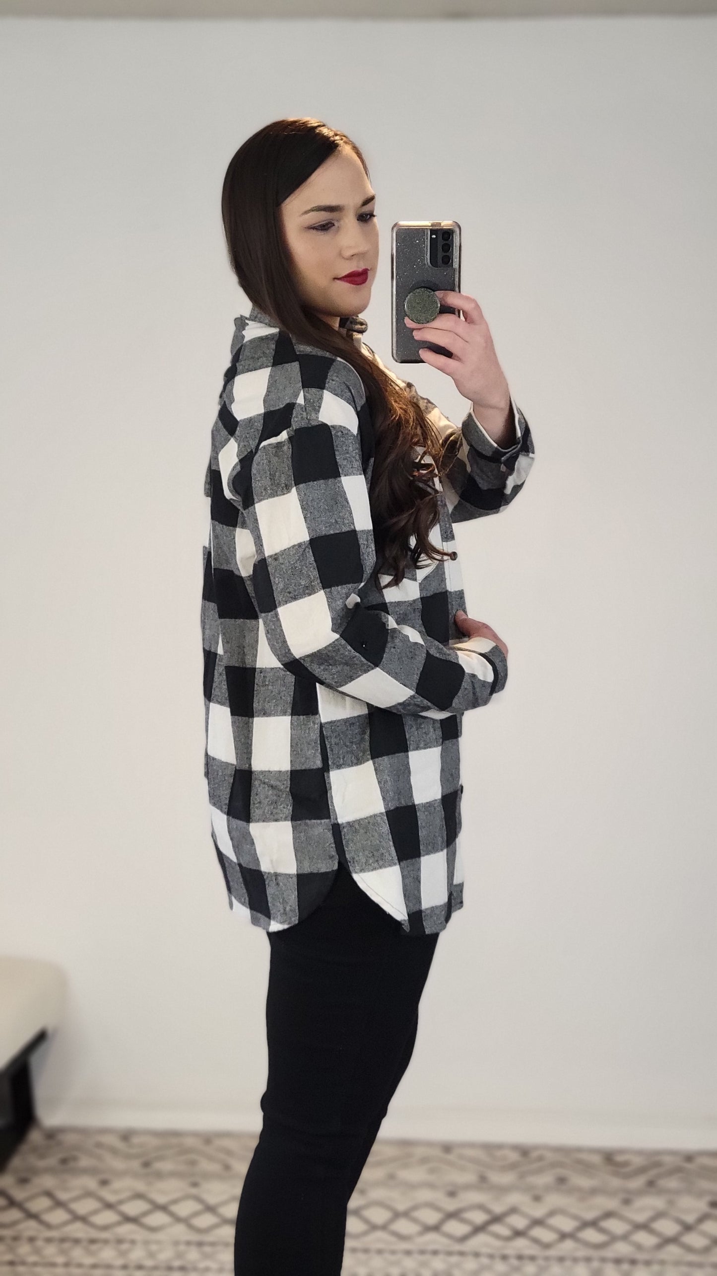 Black/White Buffalo Plaid Flannel "Anny"