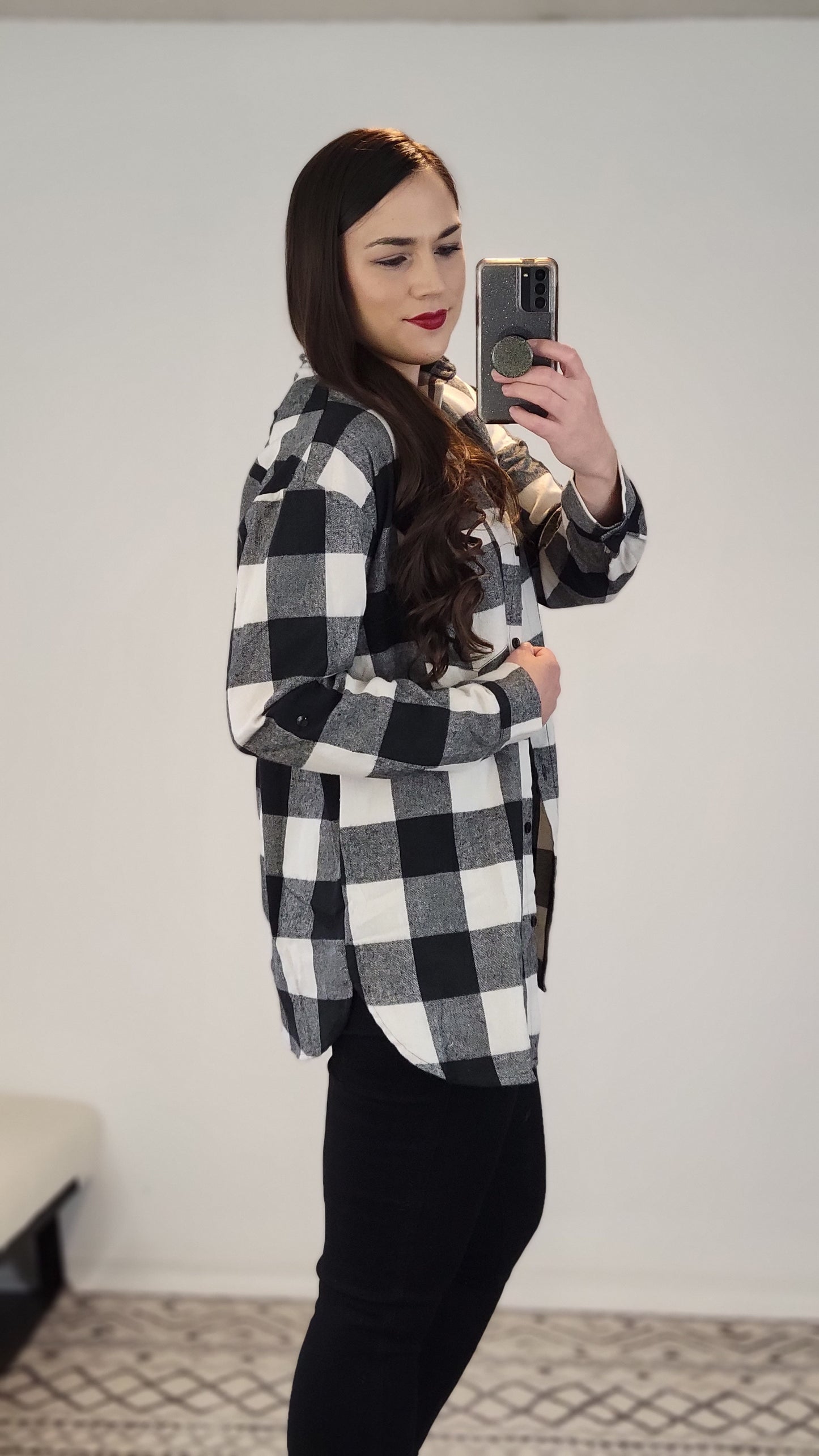 Black/White Buffalo Plaid Flannel "Anny"