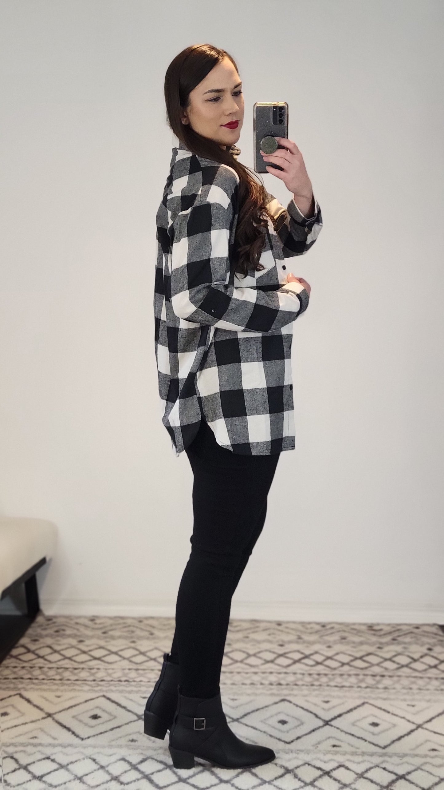 Black/White Buffalo Plaid Flannel "Anny"