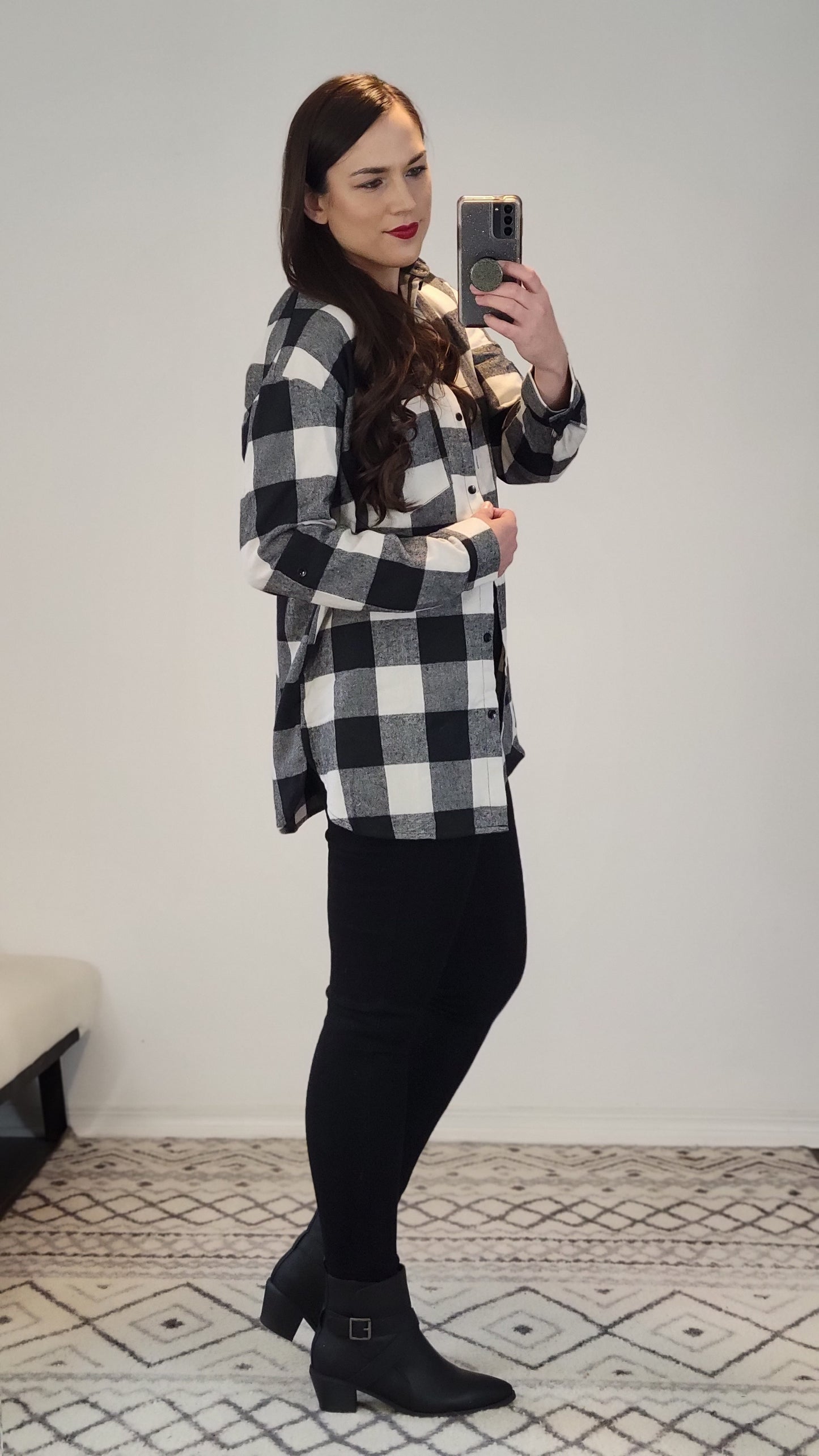Black/White Buffalo Plaid Flannel "Anny"