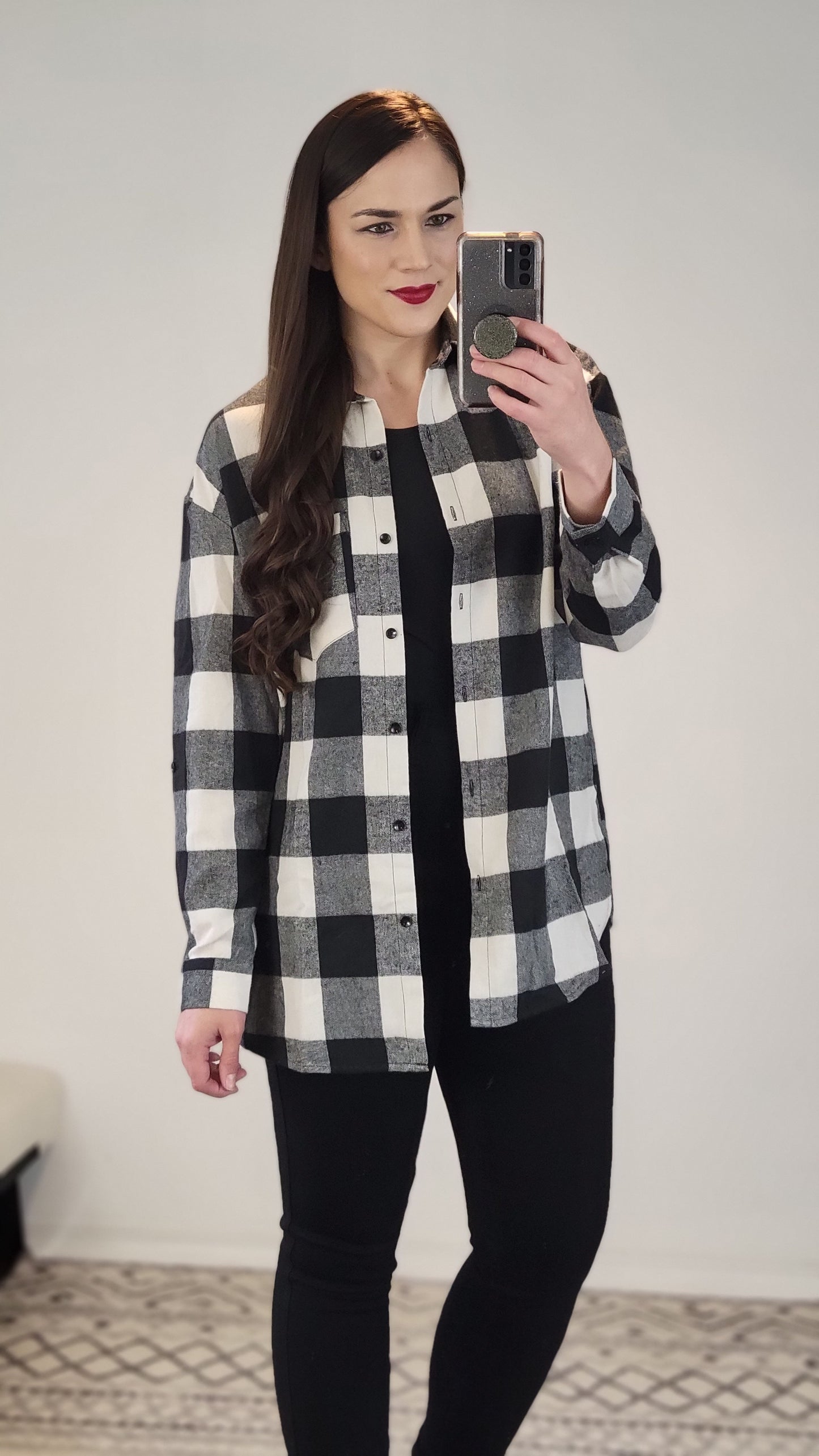Black/White Buffalo Plaid Flannel "Anny"