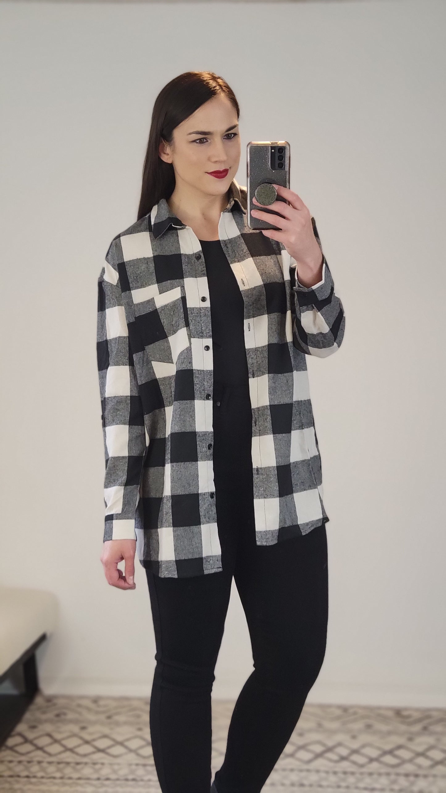 Black/White Buffalo Plaid Flannel "Anny"
